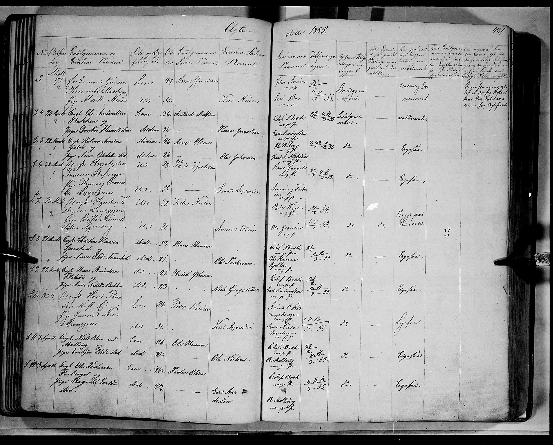 Lom prestekontor, SAH/PREST-070/K/L0006: Parish register (official) no. 6B, 1837-1863, p. 427