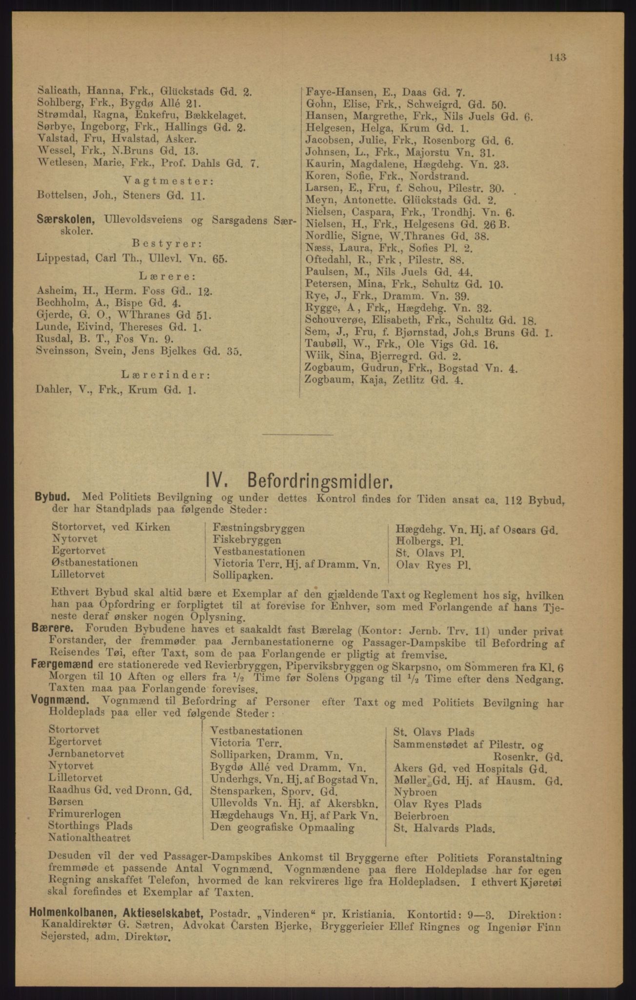 Kristiania/Oslo adressebok, PUBL/-, 1905, p. 143