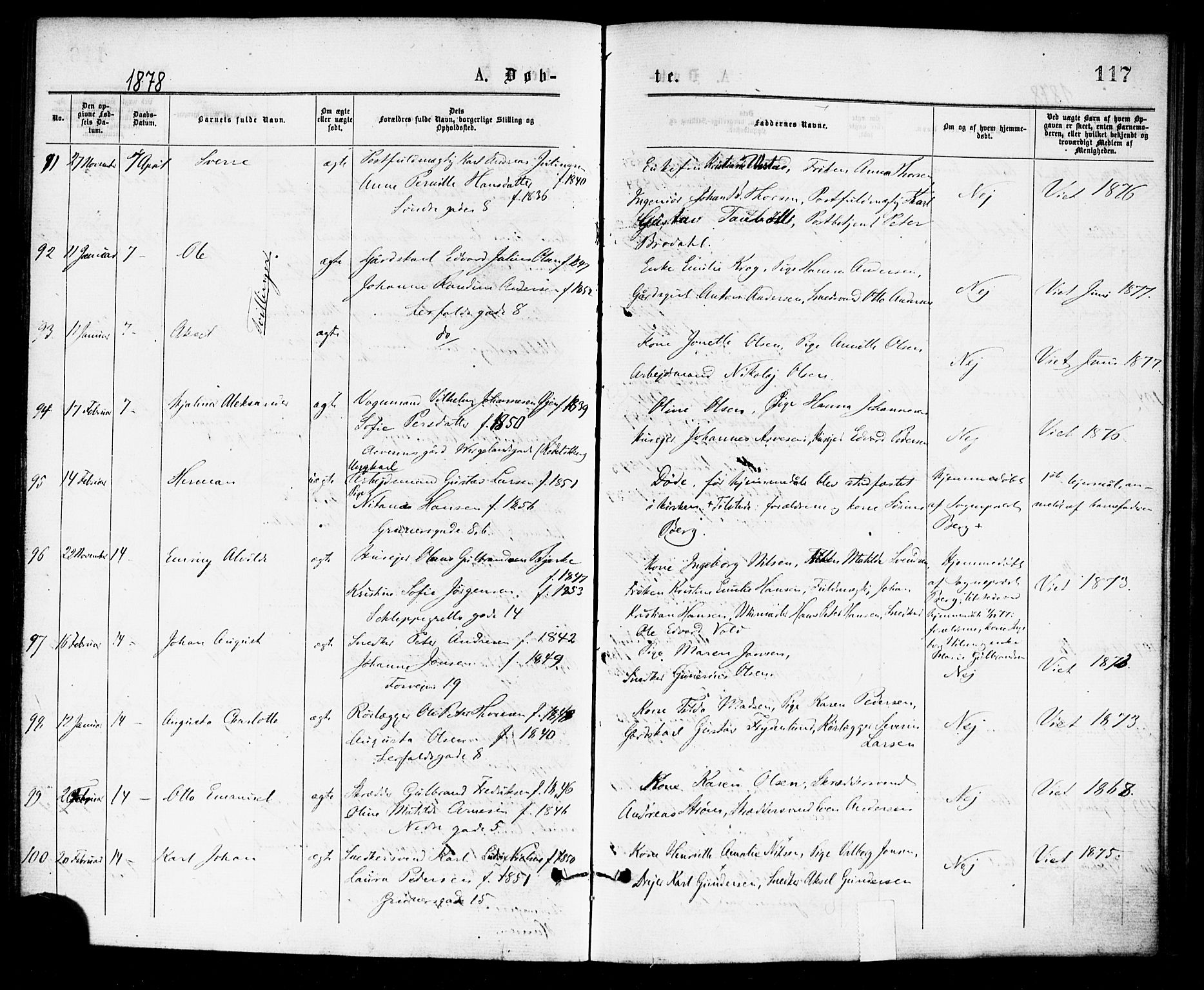 Paulus prestekontor Kirkebøker, SAO/A-10871/F/Fa/L0001: Parish register (official) no. 1, 1875-1878, p. 117