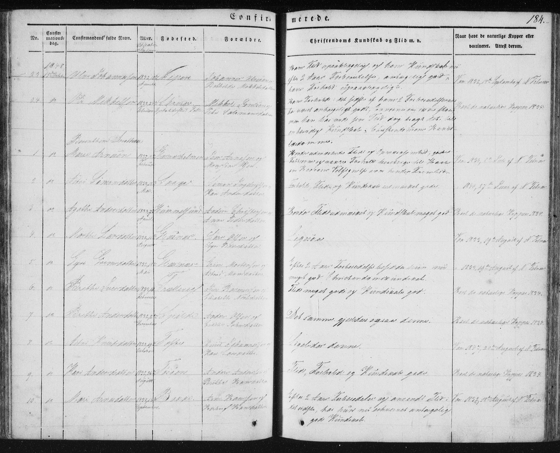 Sund sokneprestembete, SAB/A-99930: Parish register (official) no. A 13, 1835-1849, p. 184