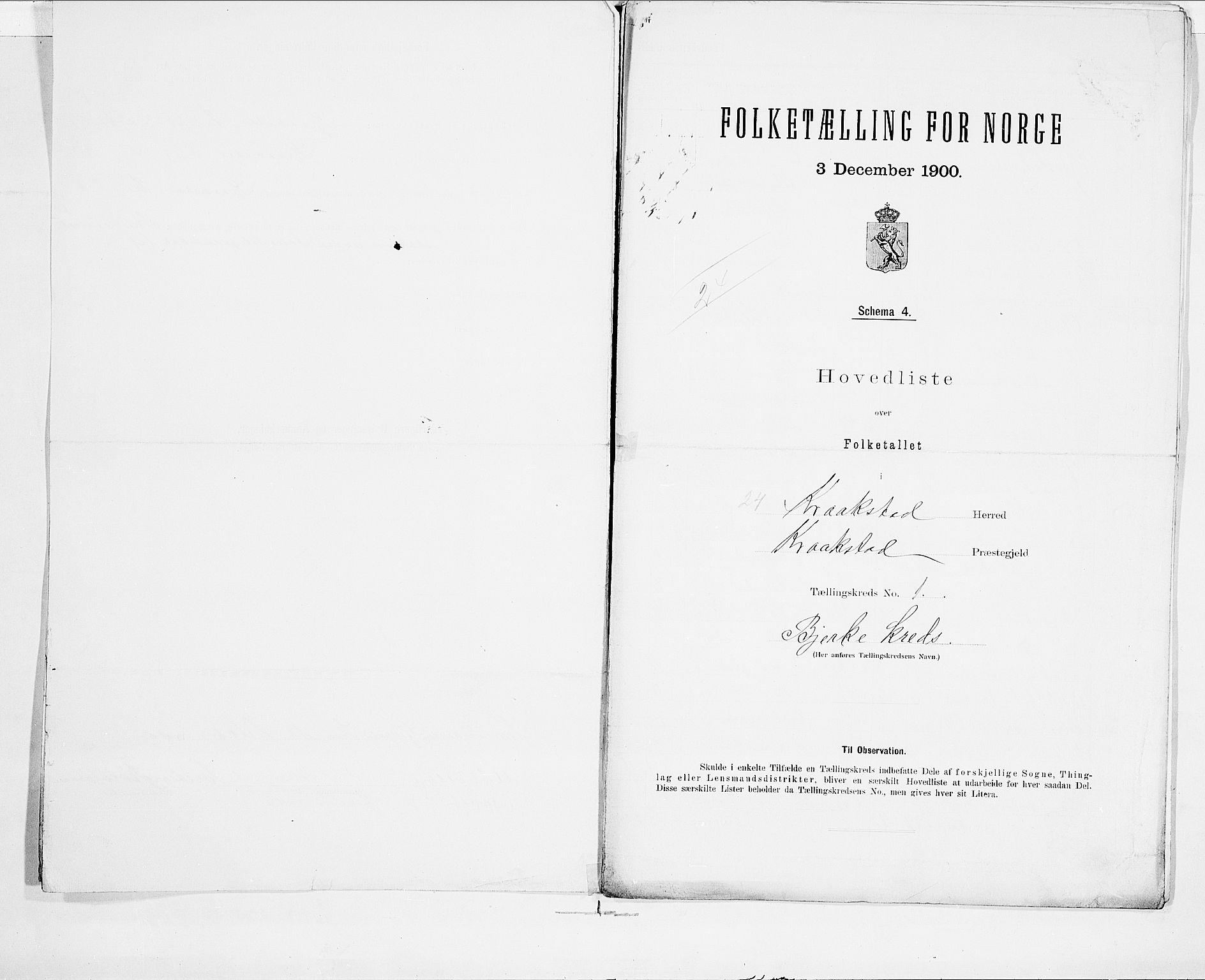 SAO, 1900 census for Kråkstad, 1900, p. 4