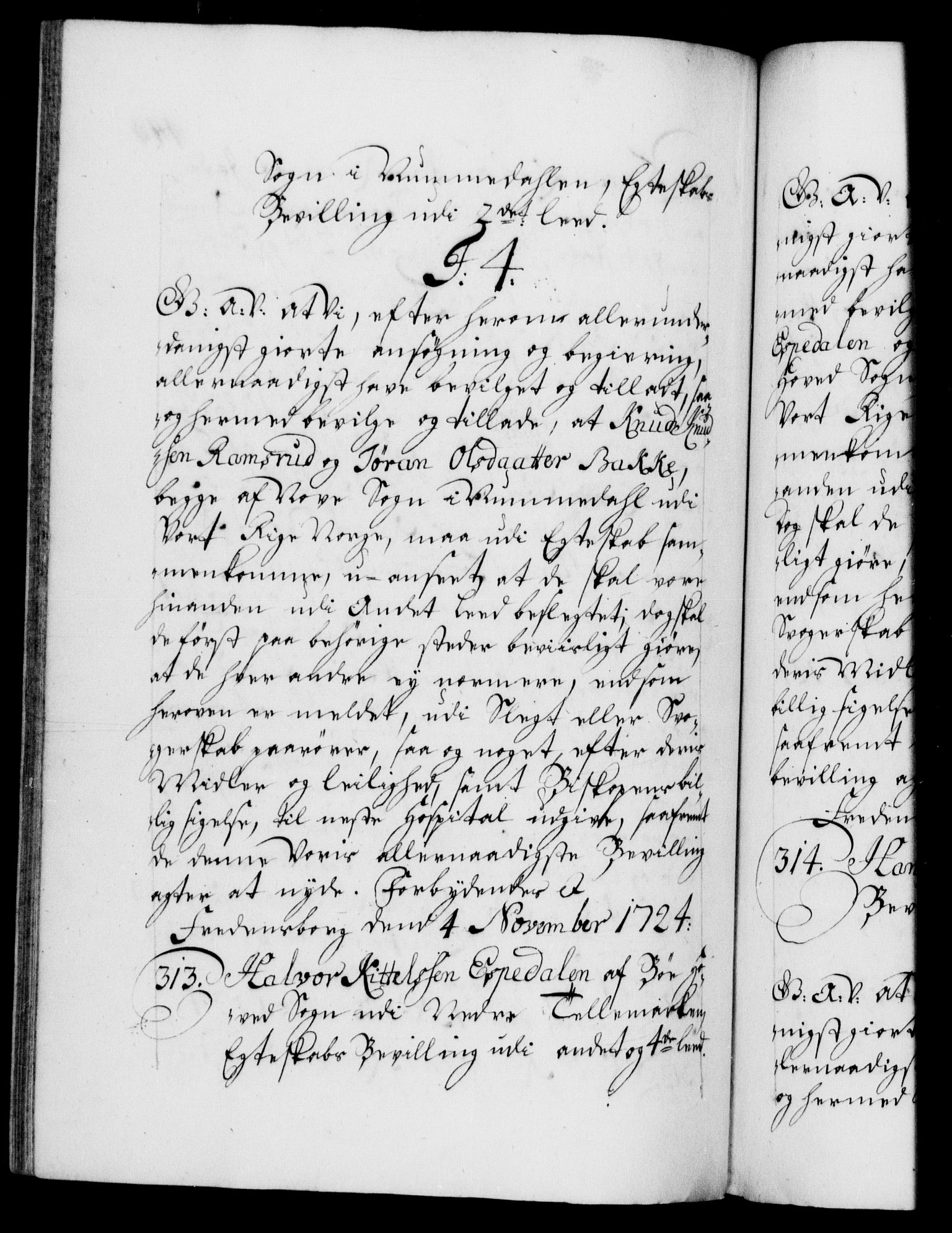 Danske Kanselli 1572-1799, AV/RA-EA-3023/F/Fc/Fca/Fcaa/L0024: Norske registre, 1723-1725, p. 443b