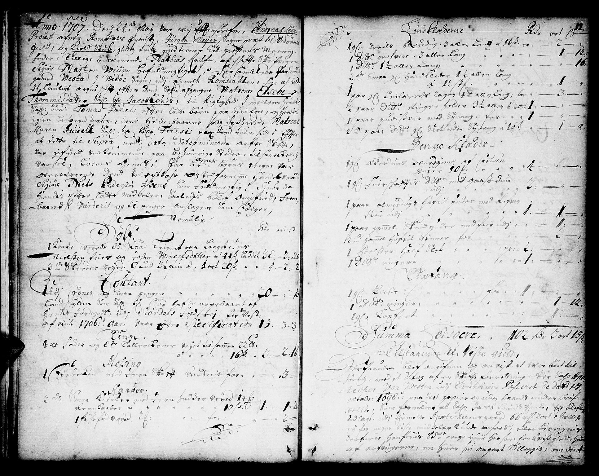 Romsdal prosti, AV/SAT-A-6505/I/I1/L0001: Retts- og skifteprotokoll m/register, 1706-1749, p. 10b-11a