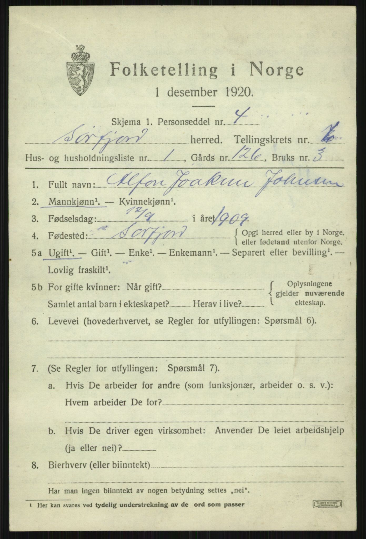 SATØ, 1920 census for Sørfjord, 1920, p. 2208