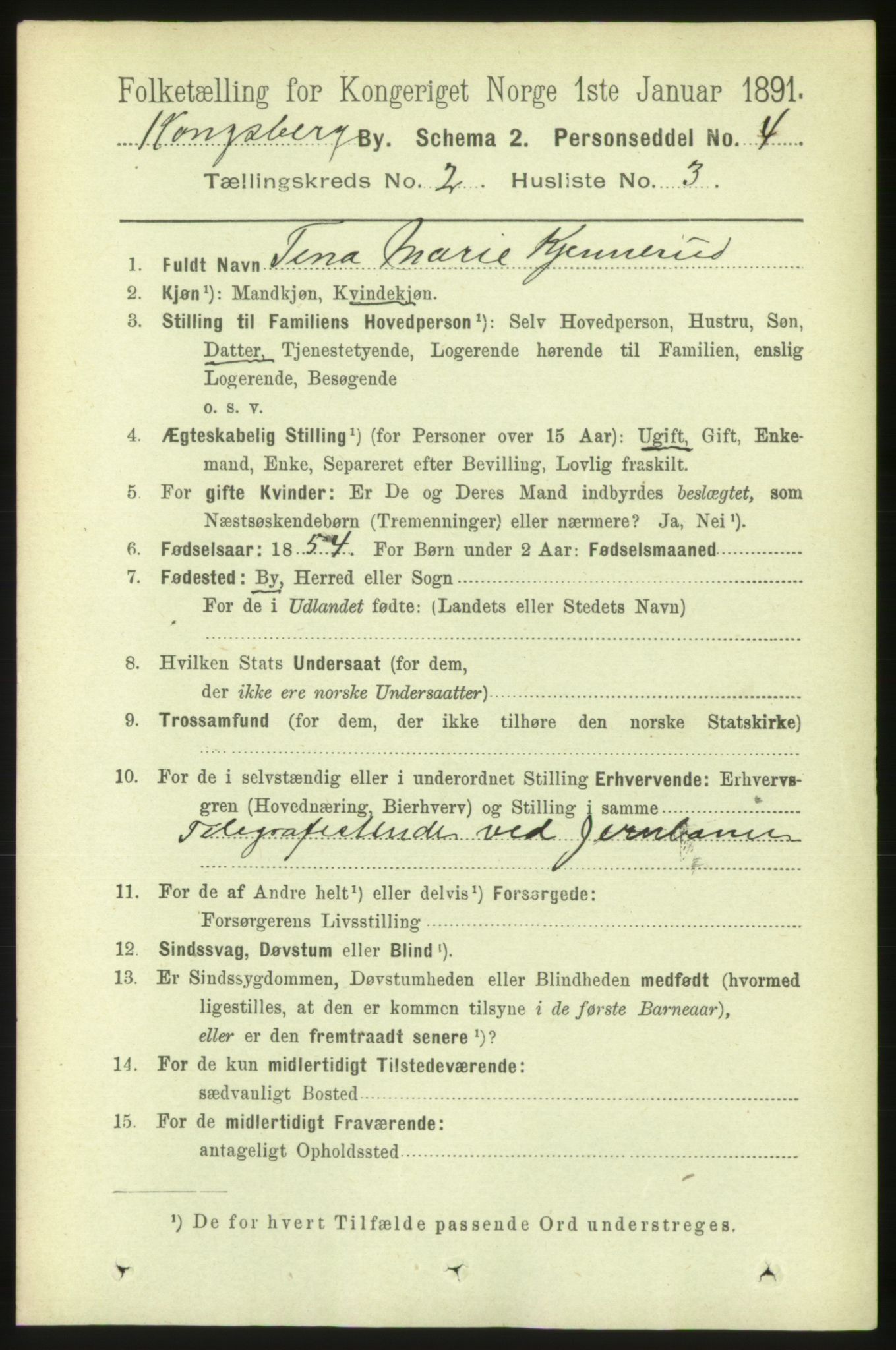 RA, 1891 census for 0604 Kongsberg, 1891, p. 2234