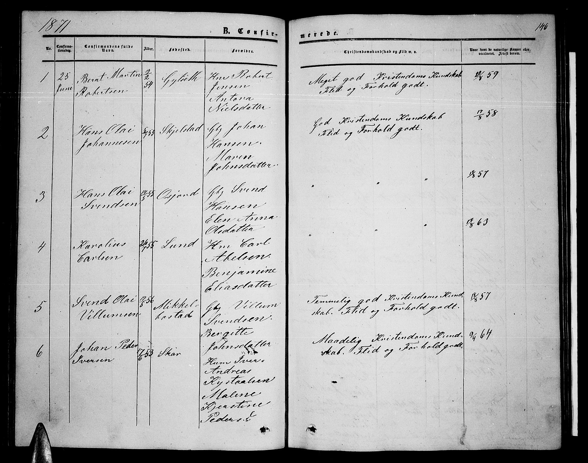 Ministerialprotokoller, klokkerbøker og fødselsregistre - Nordland, SAT/A-1459/857/L0827: Parish register (copy) no. 857C02, 1852-1879, p. 146