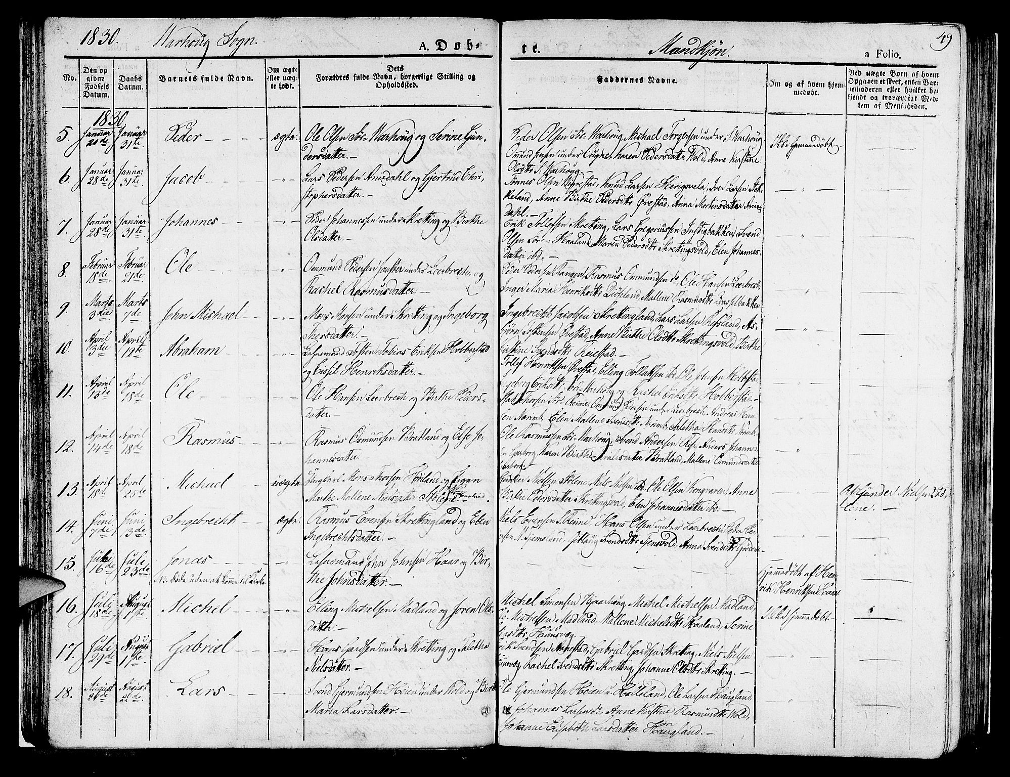 Hå sokneprestkontor, AV/SAST-A-101801/001/30BA/L0004: Parish register (official) no. A 4.1 /2, 1826-1841, p. 49