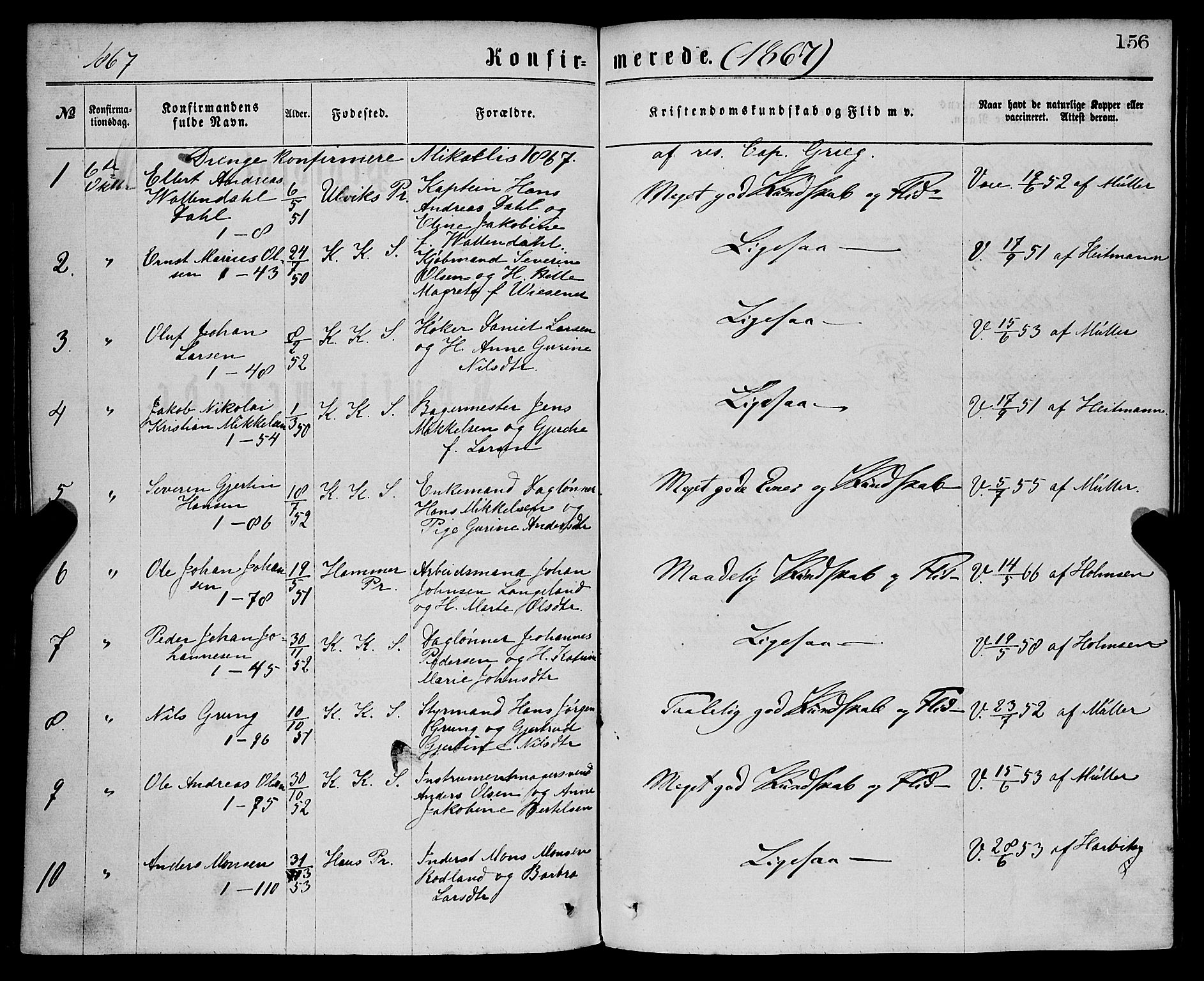 Sandviken Sokneprestembete, SAB/A-77601/H/Ha/L0001: Parish register (official) no. A 1, 1867-1877, p. 156