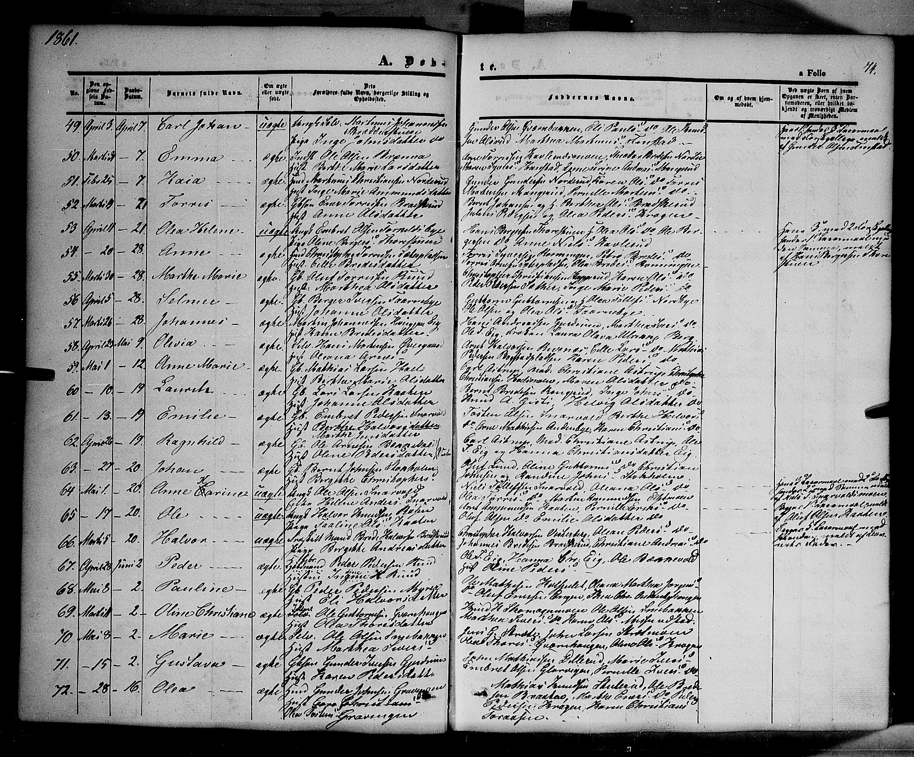 Våler prestekontor, Hedmark, SAH/PREST-040/H/Ha/Haa/L0001: Parish register (official) no. 1, 1849-1878, p. 74