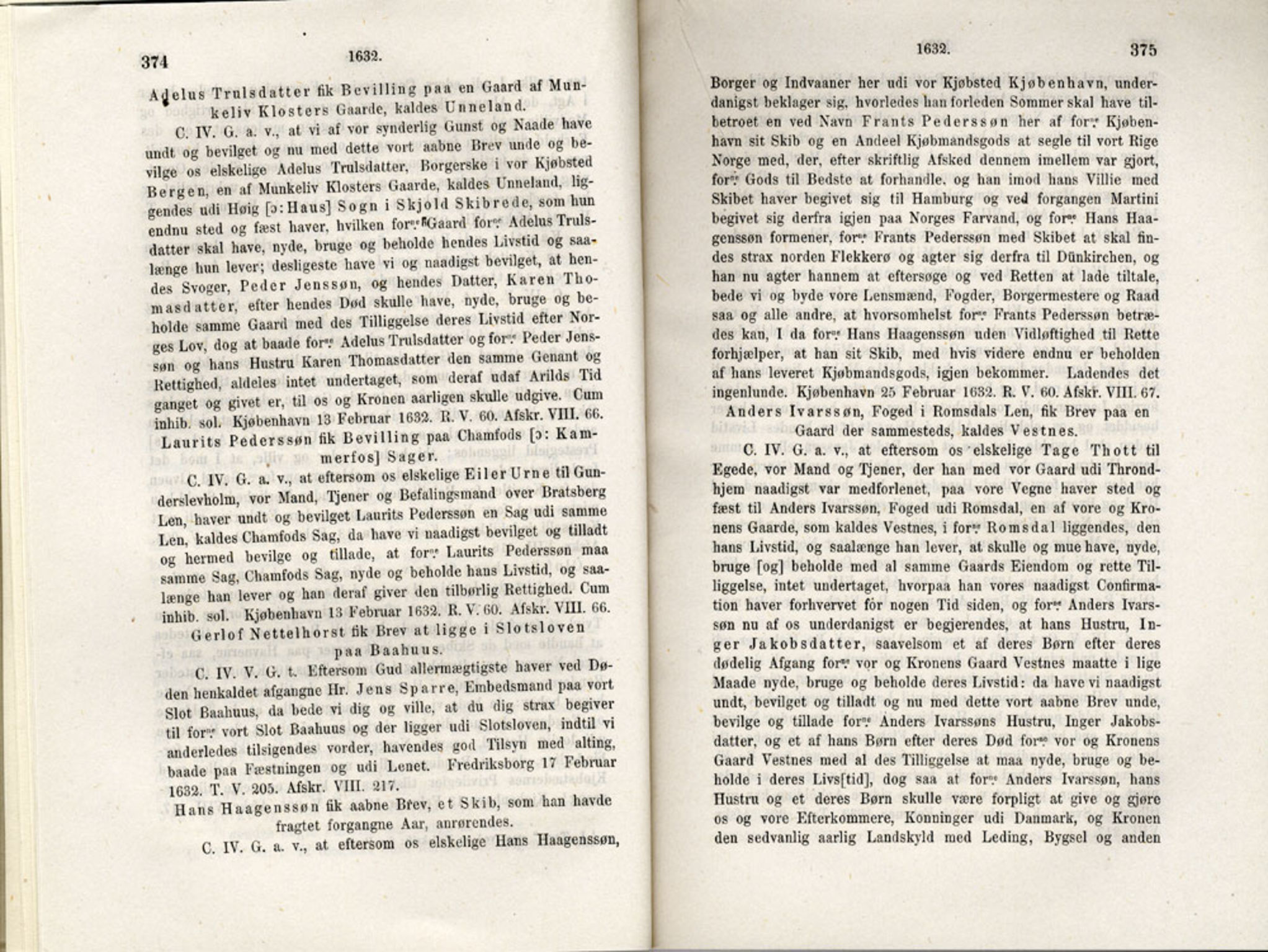 Publikasjoner utgitt av Det Norske Historiske Kildeskriftfond, PUBL/-/-/-: Norske Rigs-Registranter, bind 6, 1628-1634, p. 374-375