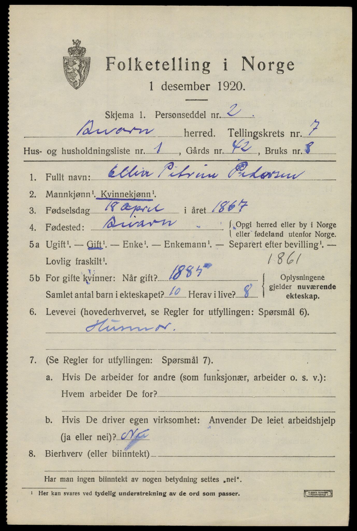 SAT, 1920 census for Beiarn, 1920, p. 3524