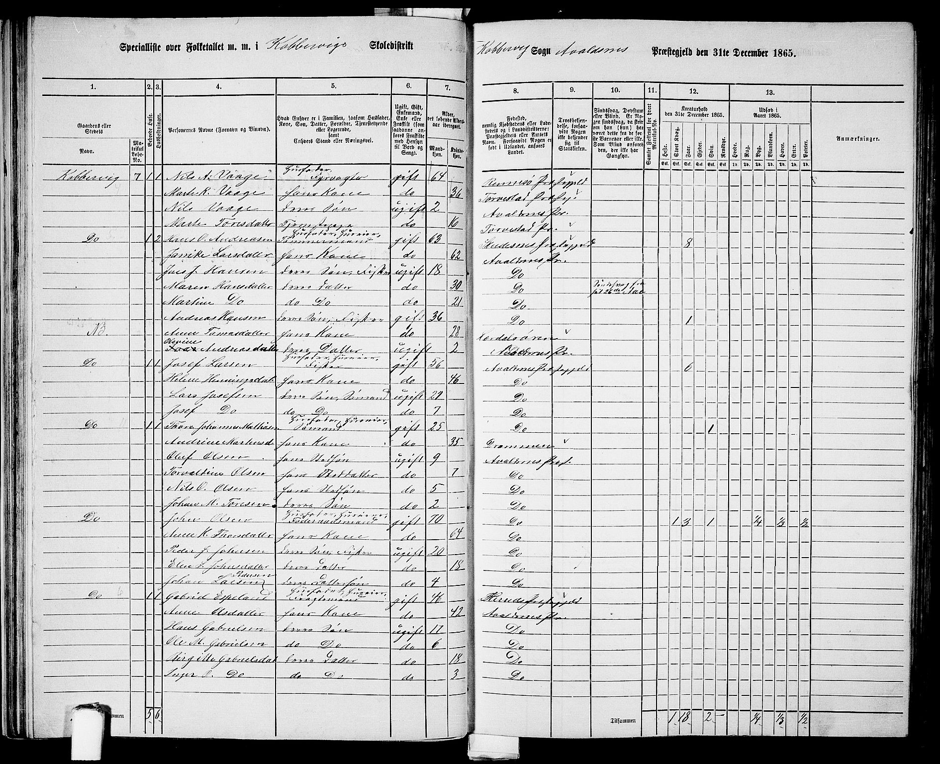 RA, 1865 census for Avaldsnes, 1865, p. 53