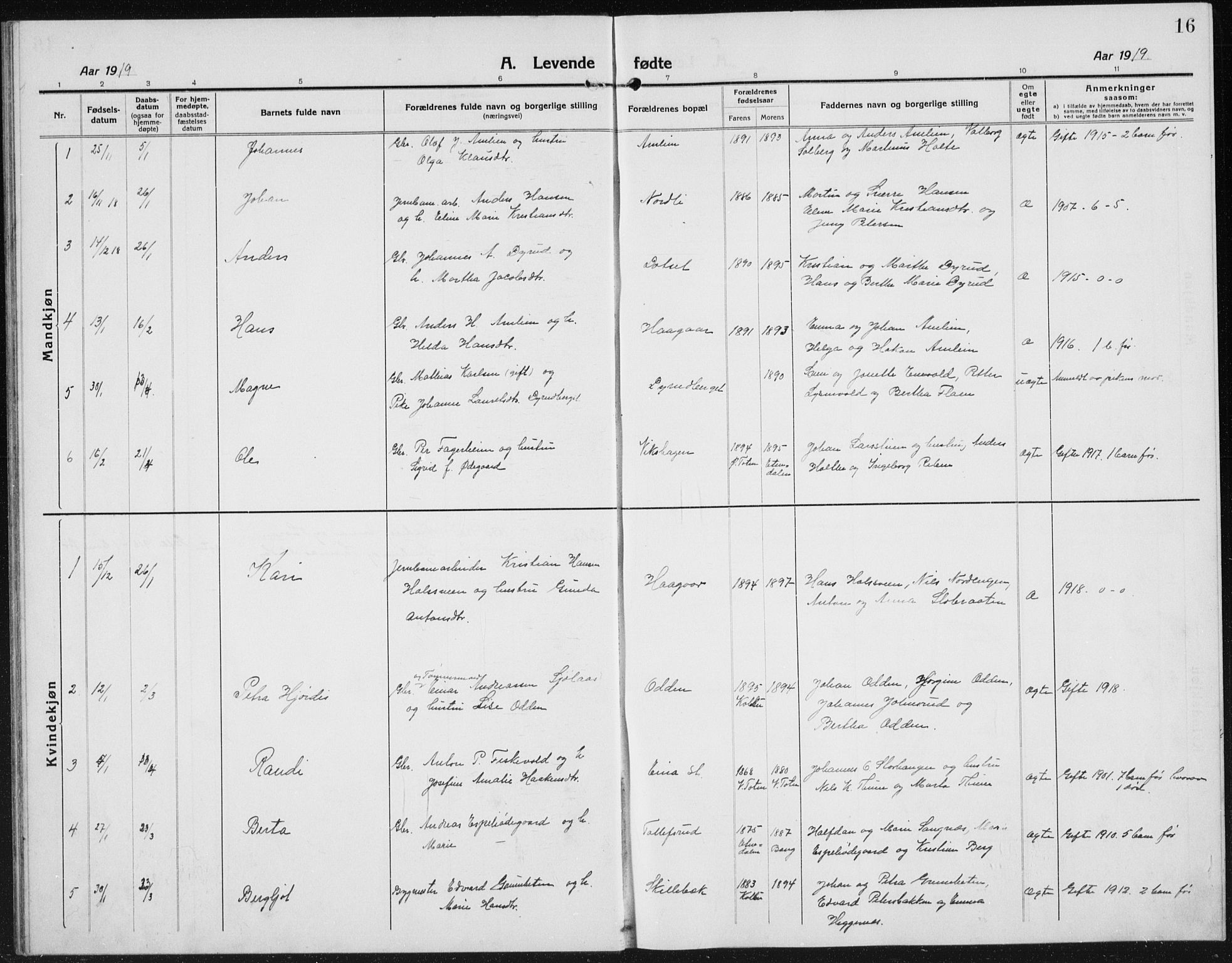 Kolbu prestekontor, AV/SAH-PREST-110/H/Ha/Hab/L0006: Parish register (copy) no. 6, 1916-1934, p. 16