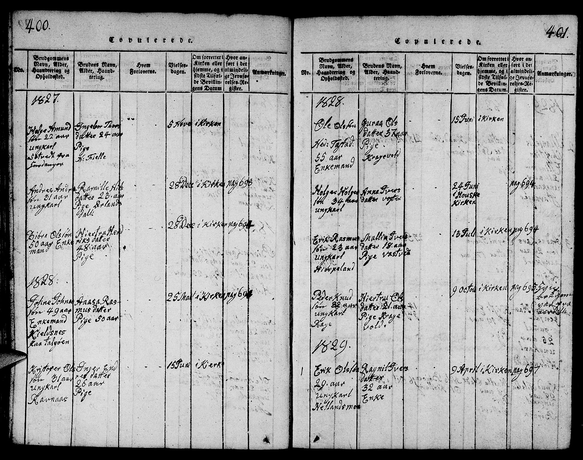 Strand sokneprestkontor, AV/SAST-A-101828/H/Ha/Hab/L0001: Parish register (copy) no. B 1, 1816-1854, p. 400-401