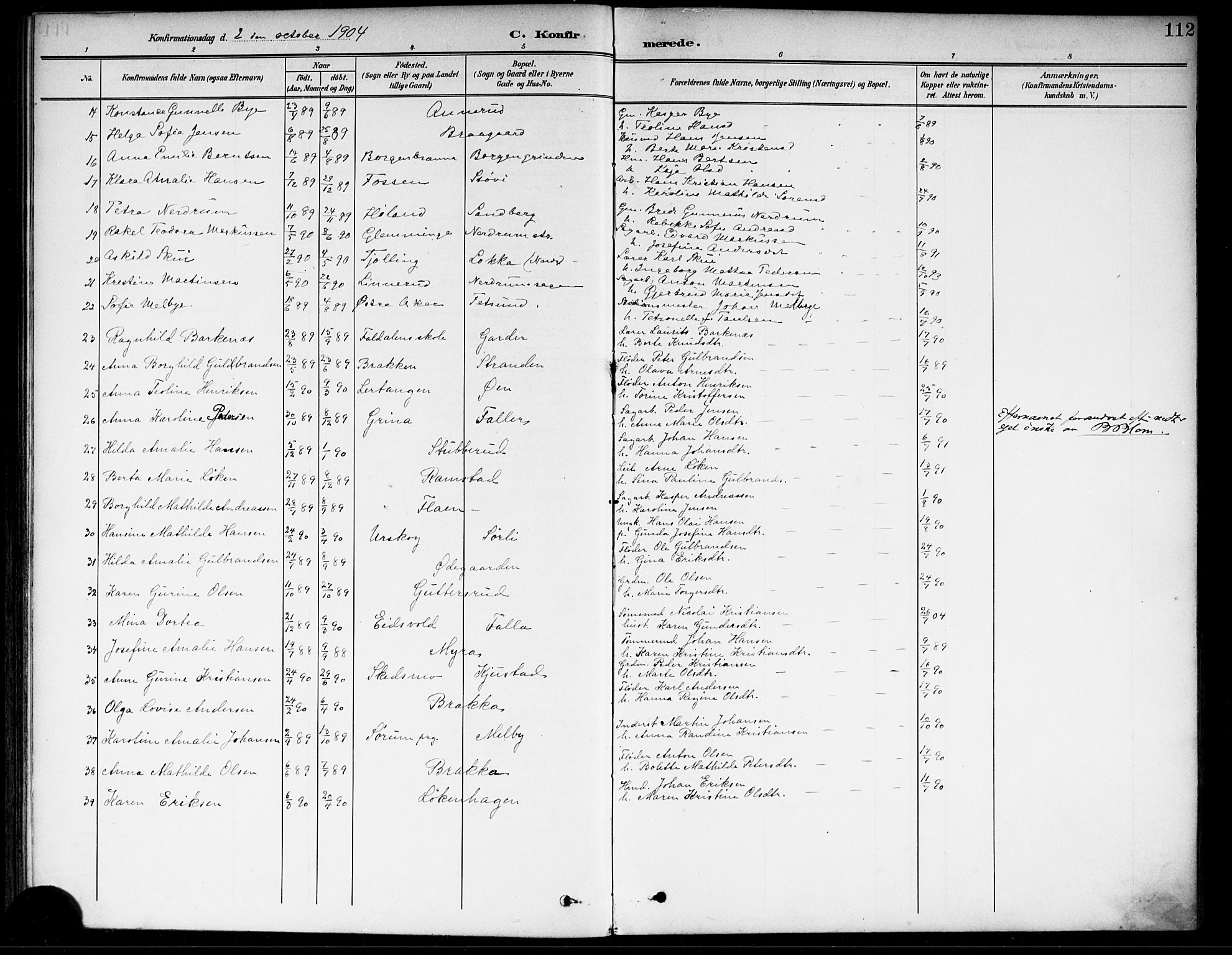 Fet prestekontor Kirkebøker, SAO/A-10370a/F/Fa/L0015: Parish register (official) no. I 15, 1892-1904, p. 112