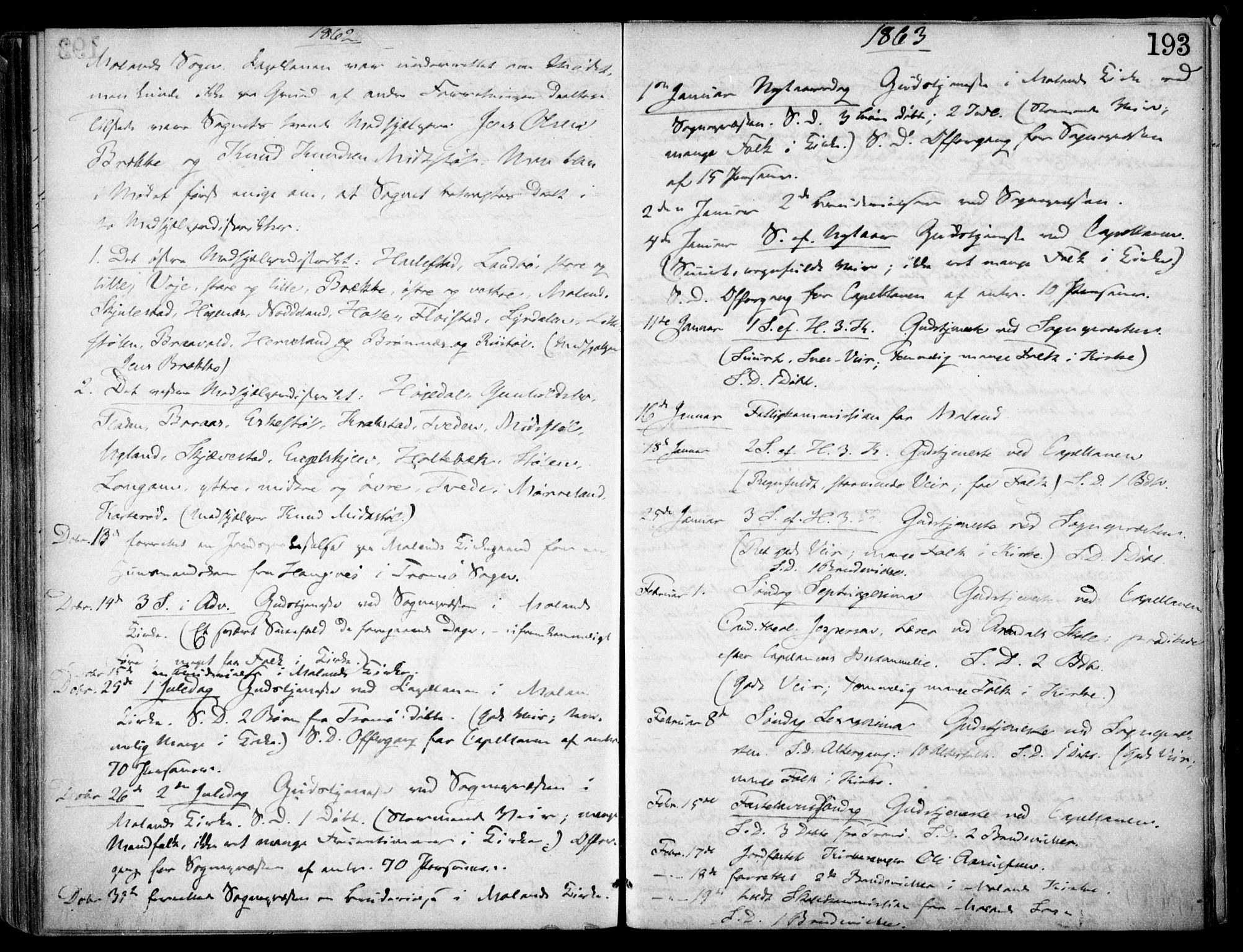 Austre Moland sokneprestkontor, SAK/1111-0001/F/Fa/Faa/L0008: Parish register (official) no. A 8, 1858-1868, p. 193