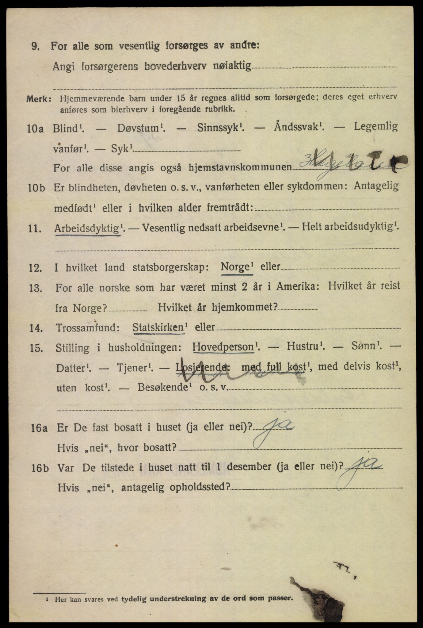 SAK, 1920 census for Hægeland, 1920, p. 2102
