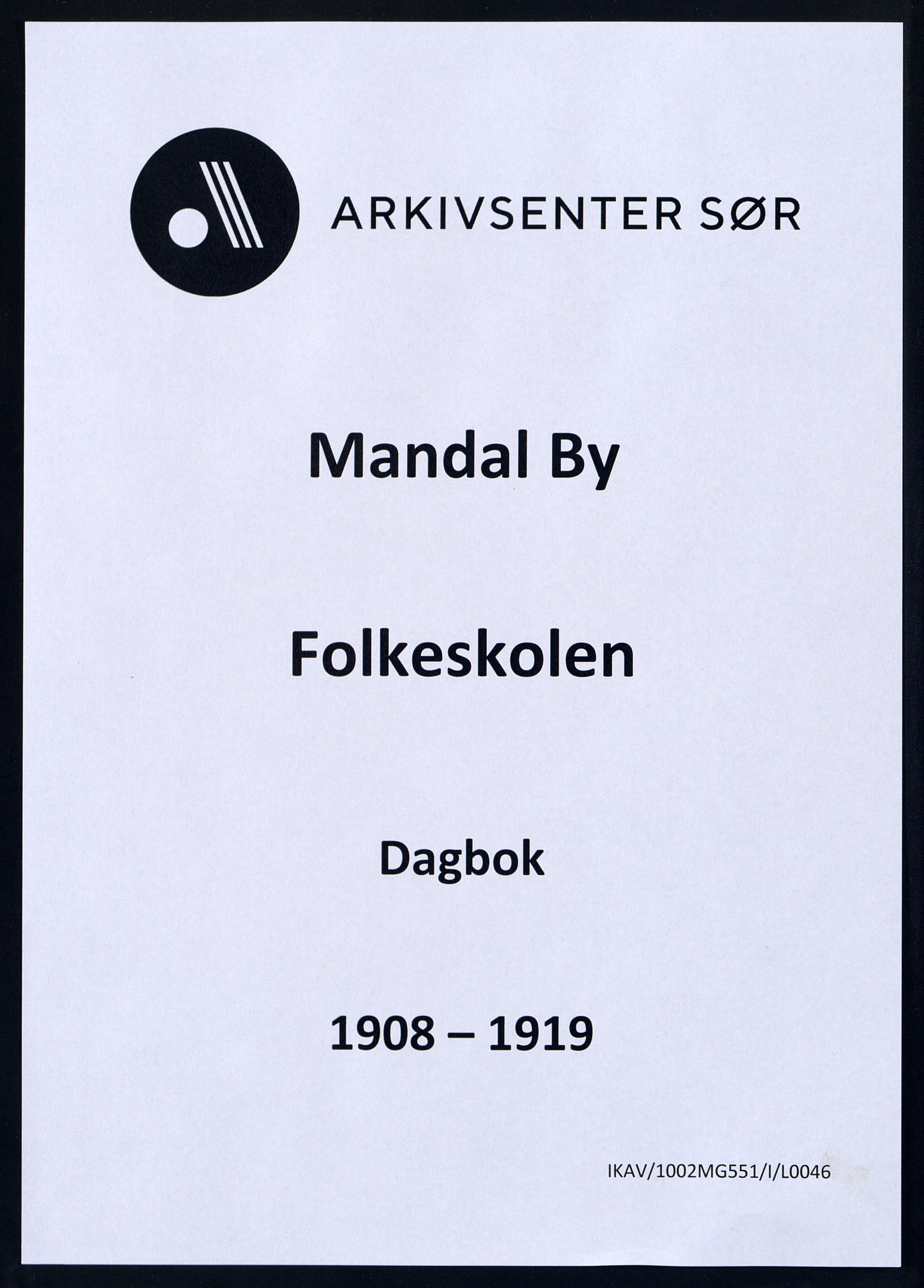 Mandal By - Mandal Allmueskole/Folkeskole/Skole, ARKSOR/1002MG551/I/L0046: Dagbok, 1908-1919