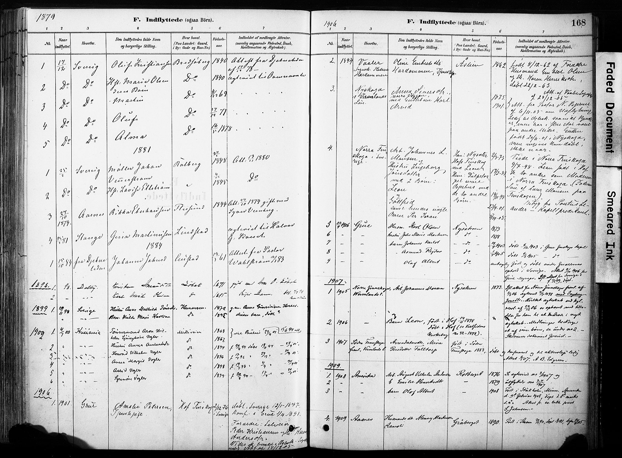 Hof prestekontor, AV/SAH-PREST-038/H/Ha/Haa/L0011: Parish register (official) no. 11, 1879-1911, p. 168