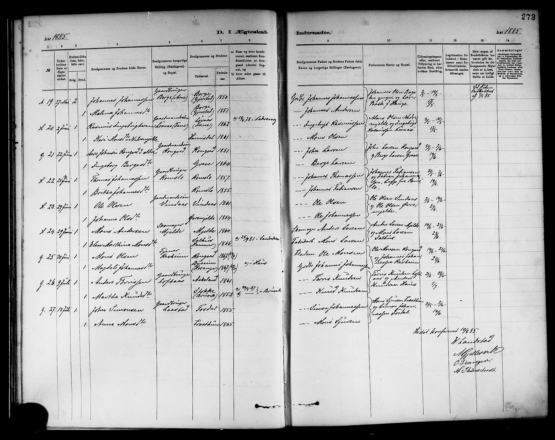 Haus sokneprestembete, AV/SAB-A-75601/H/Haa: Parish register (official) no. A 19II, 1878-1886, p. 273