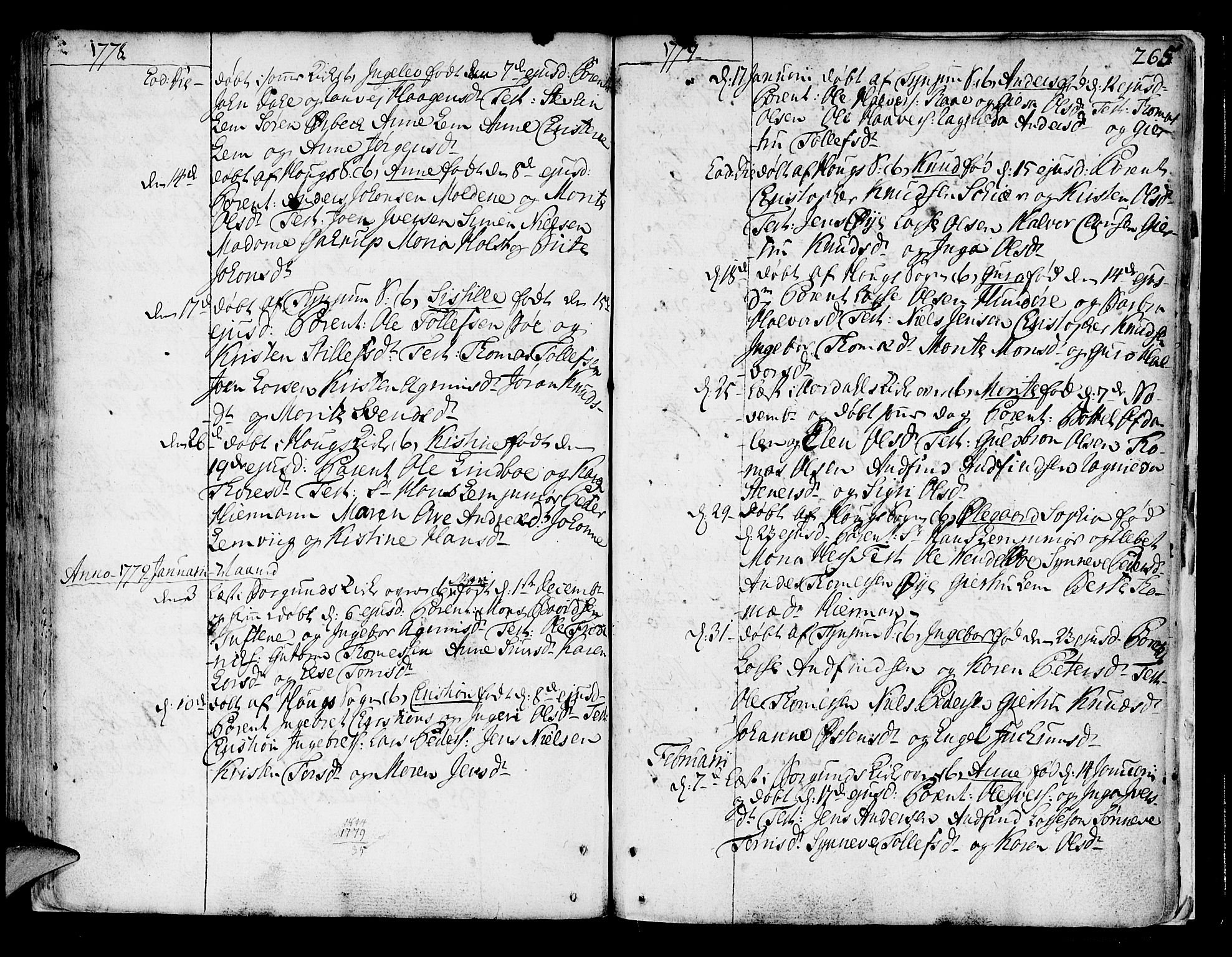 Lærdal sokneprestembete, SAB/A-81201: Parish register (official) no. A 2, 1752-1782, p. 265