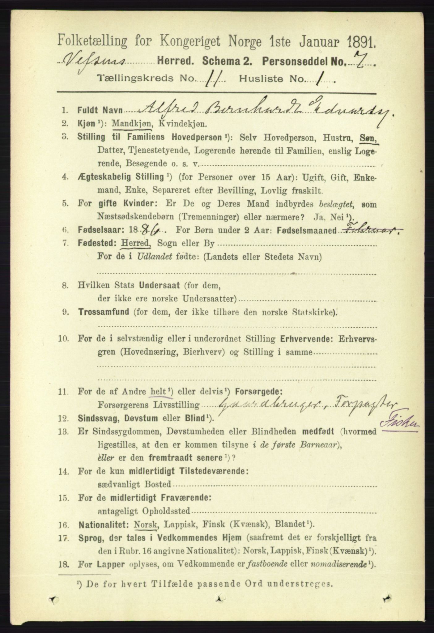 RA, 1891 census for 1824 Vefsn, 1891, p. 5670