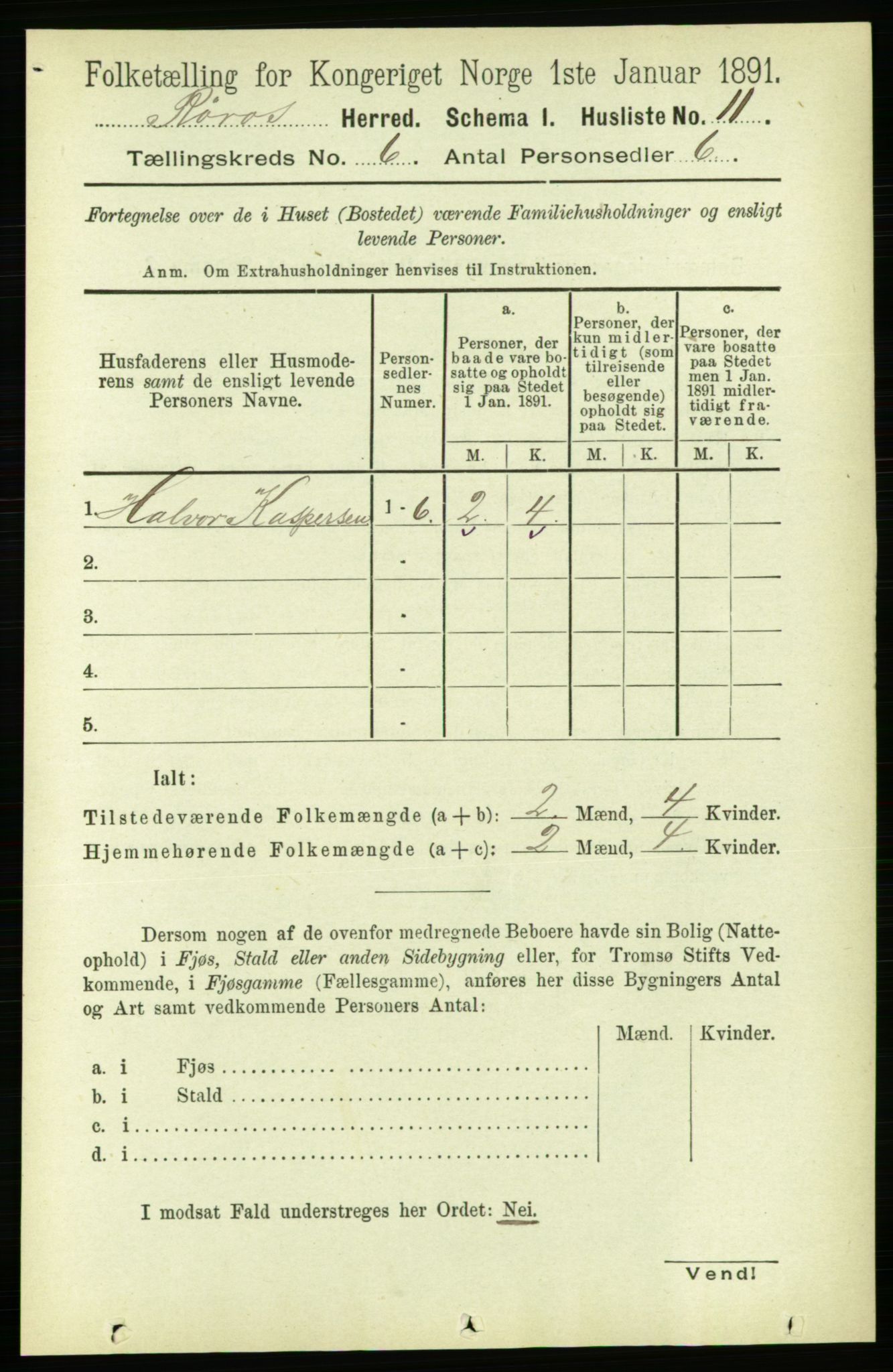 RA, 1891 census for 1640 Røros, 1891, p. 1122