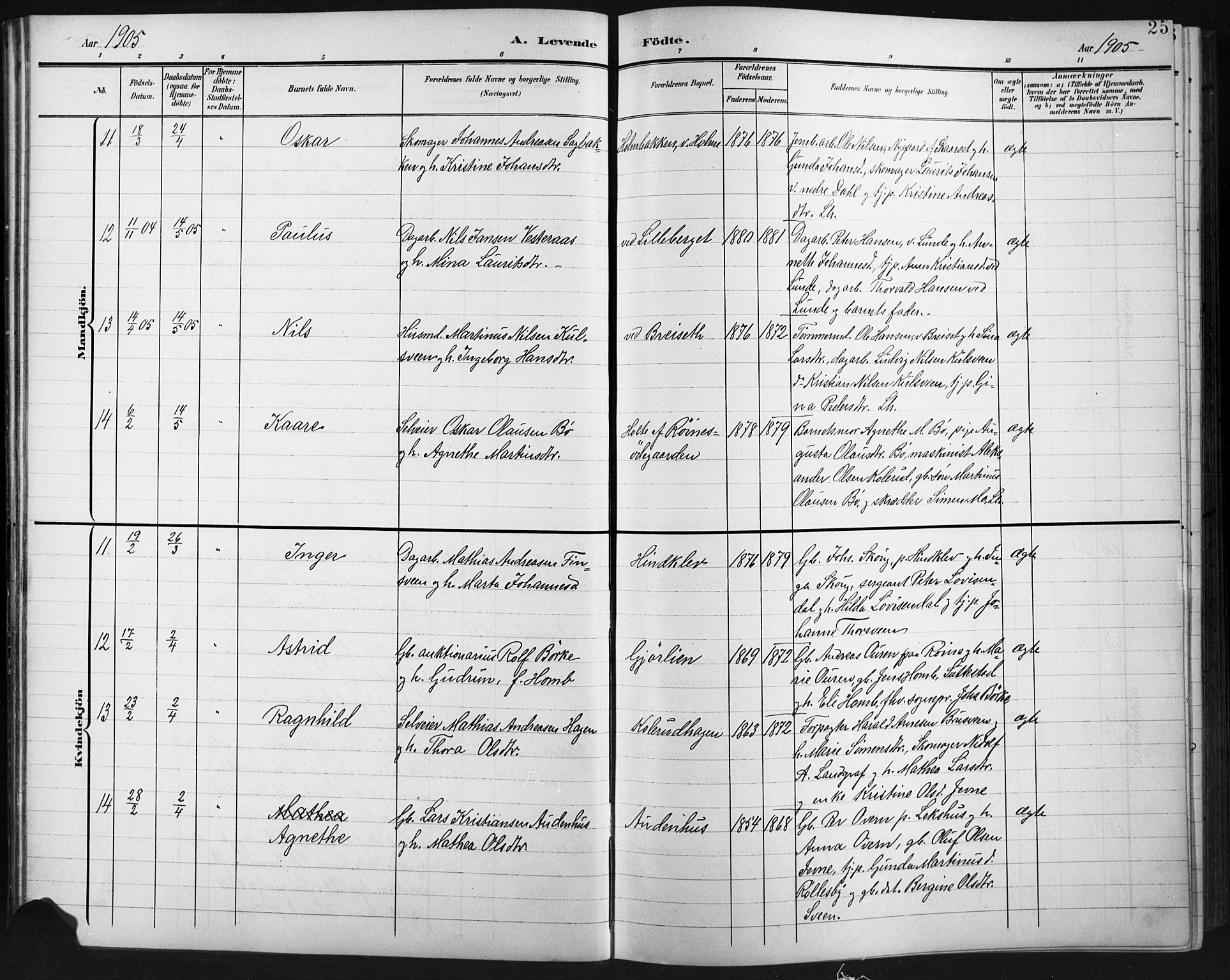 Fåberg prestekontor, AV/SAH-PREST-086/H/Ha/Hab/L0012: Parish register (copy) no. 12, 1903-1924, p. 25