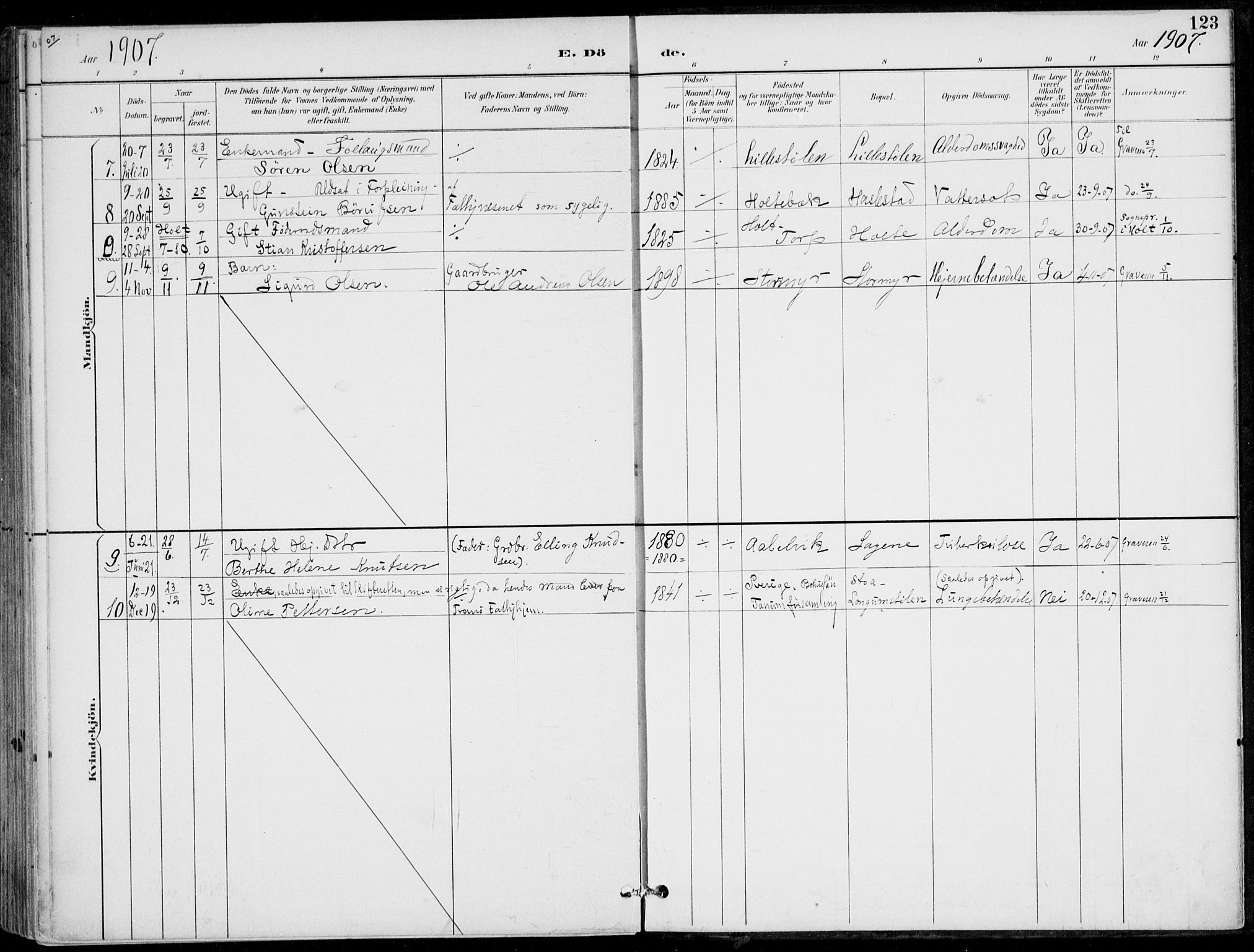 Austre Moland sokneprestkontor, AV/SAK-1111-0001/F/Fa/Faa/L0011: Parish register (official) no. A 11, 1894-1915, p. 123