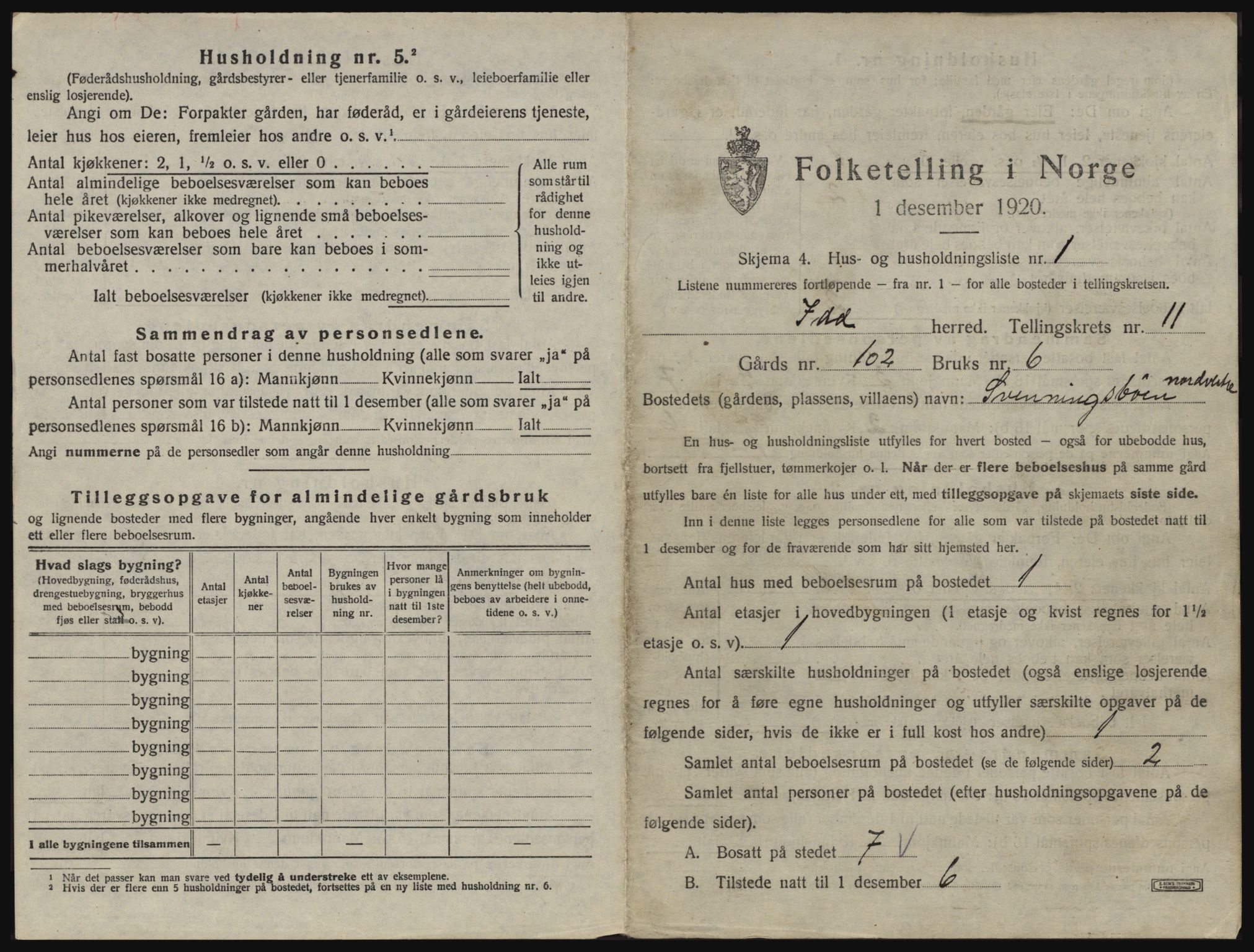 SAO, 1920 census for Idd, 1920, p. 1416