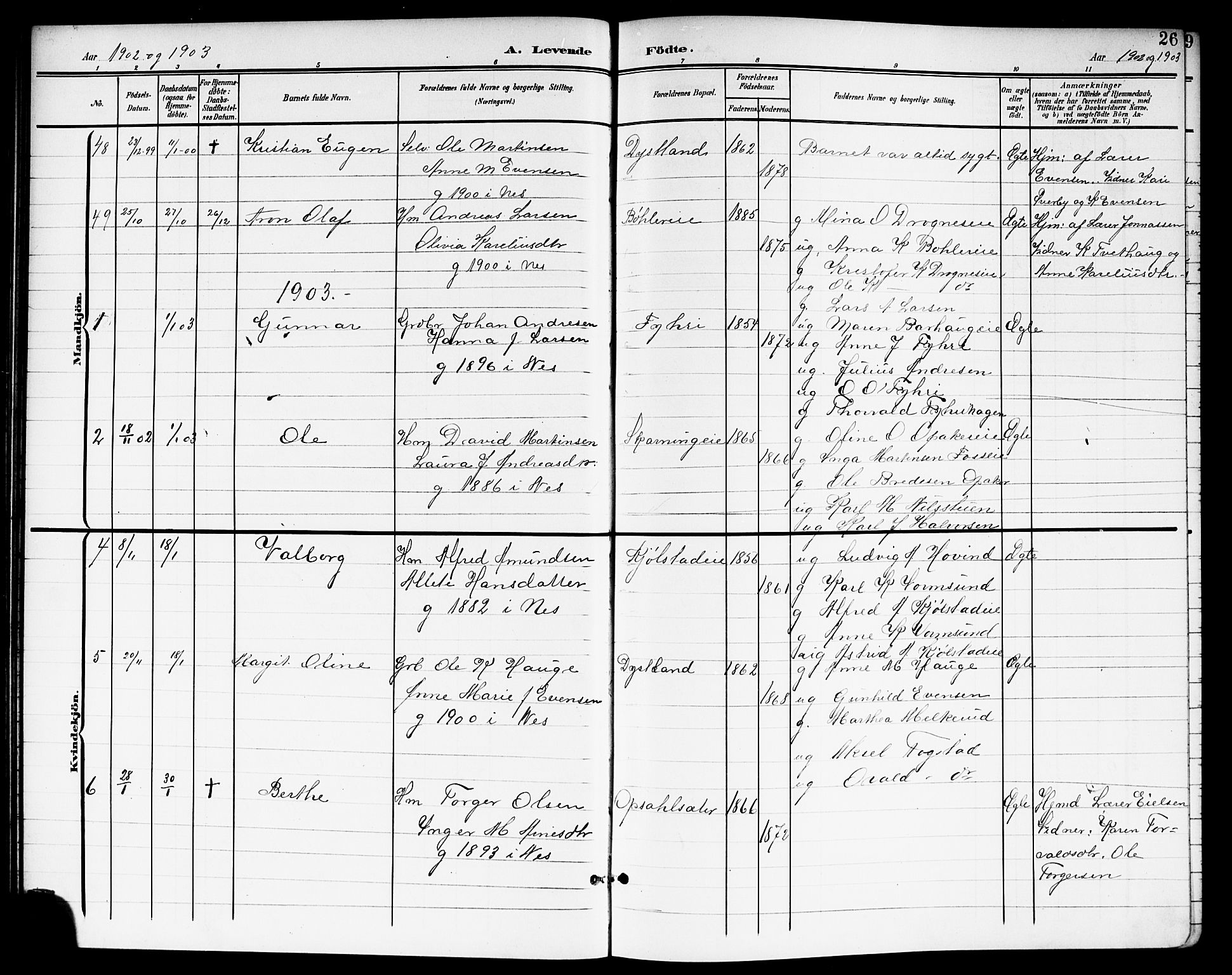 Nes prestekontor Kirkebøker, AV/SAO-A-10410/G/Ga/L0002: Parish register (copy) no. I 2, 1901-1912, p. 26