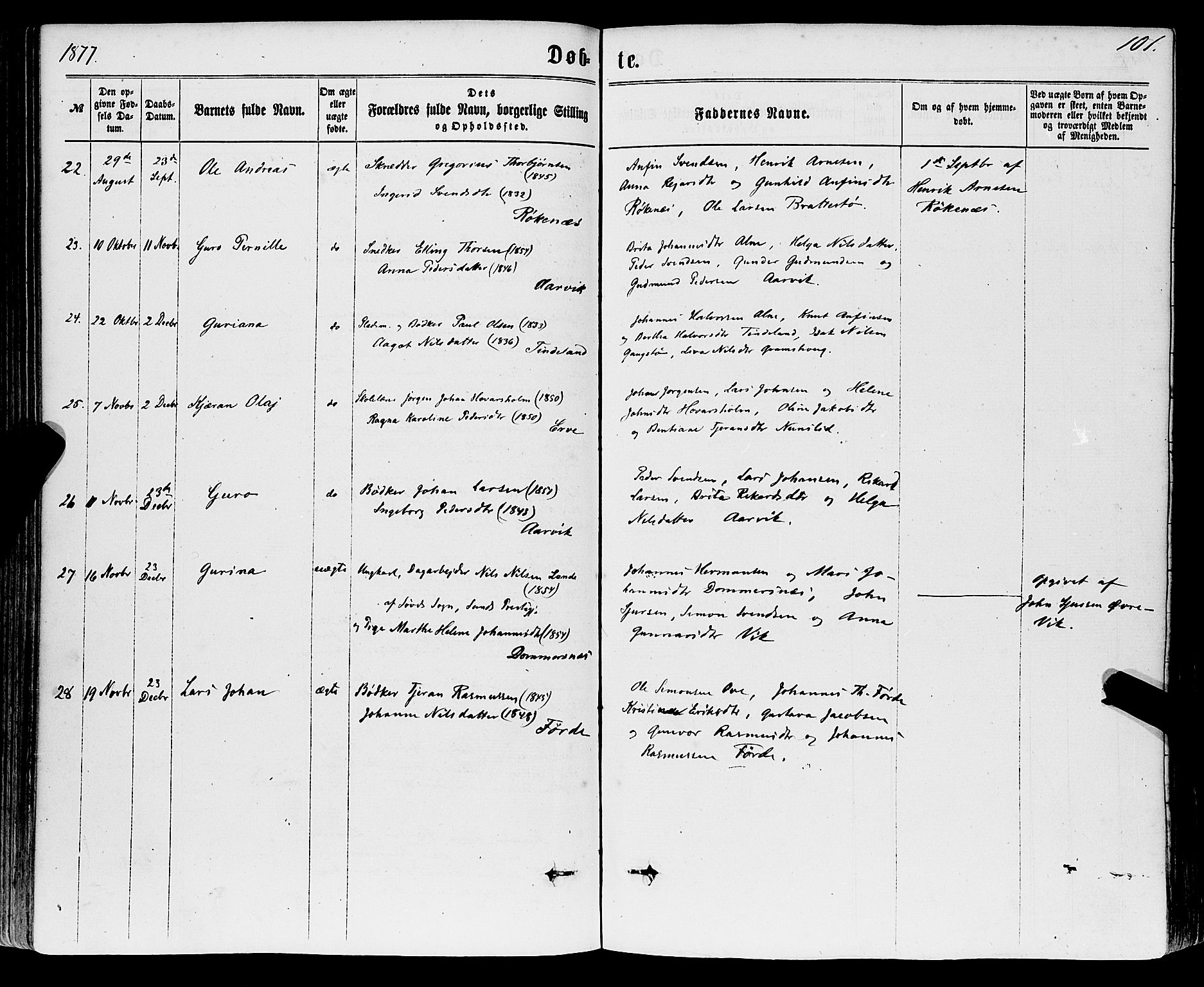 Sveio Sokneprestembete, AV/SAB-A-78501/H/Haa: Parish register (official) no. A 1, 1861-1877, p. 101