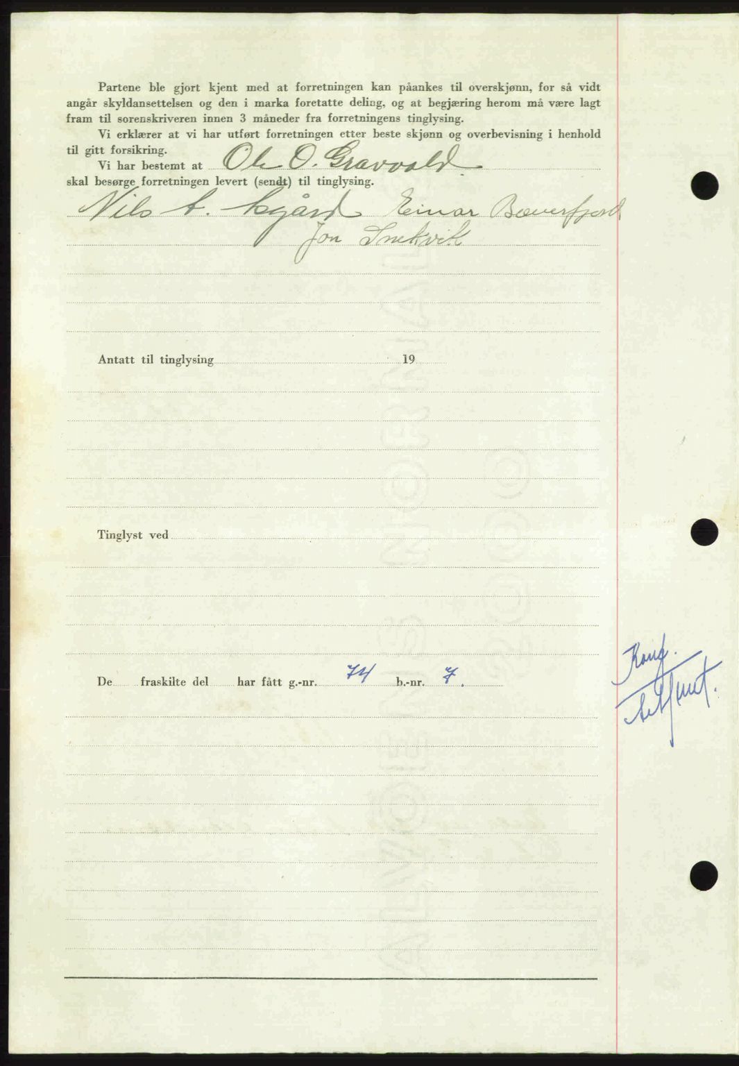 Nordmøre sorenskriveri, AV/SAT-A-4132/1/2/2Ca: Mortgage book no. A113, 1949-1950, Diary no: : 3442/1949