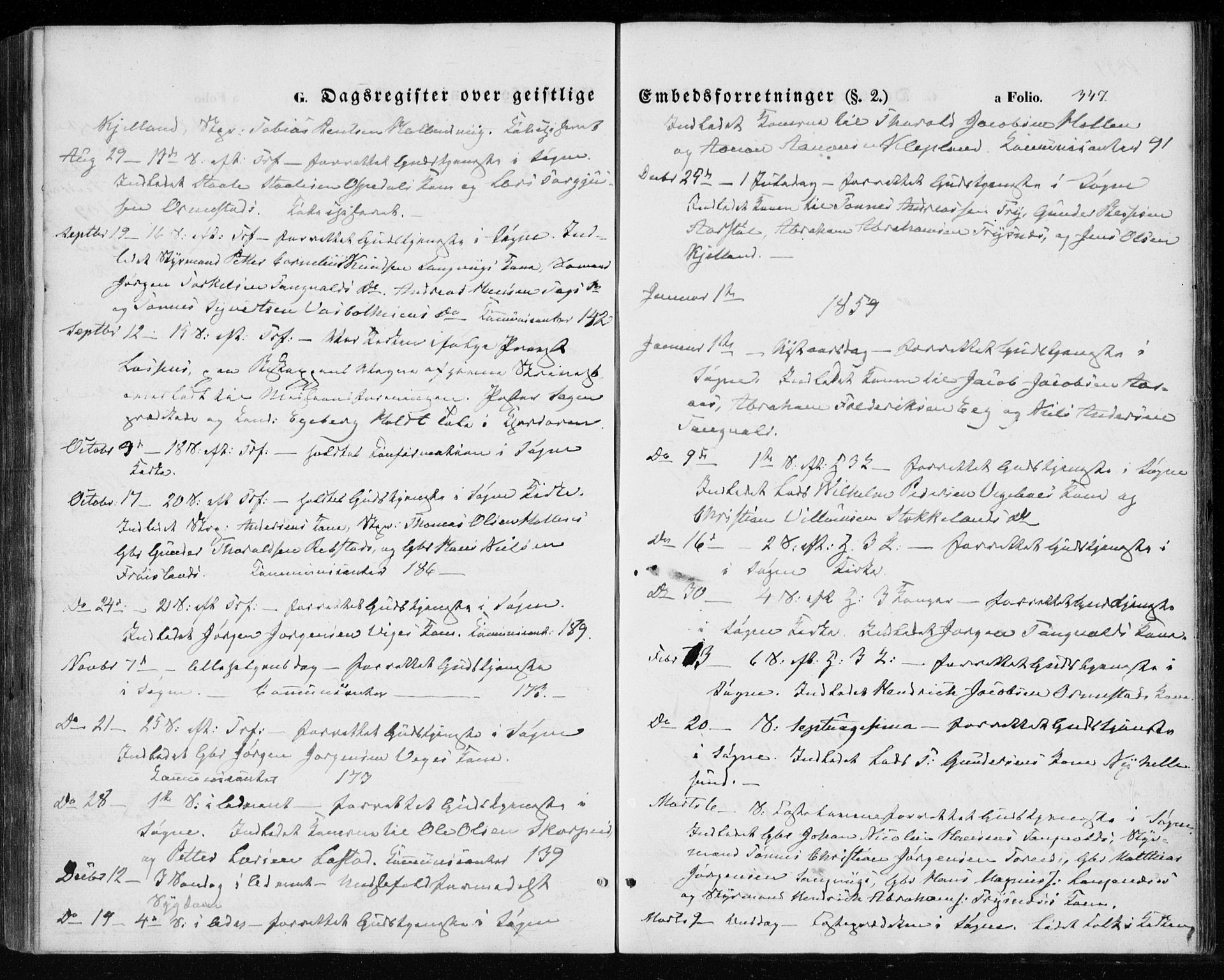 Søgne sokneprestkontor, AV/SAK-1111-0037/F/Fa/Fab/L0010: Parish register (official) no. A 10, 1853-1869, p. 347