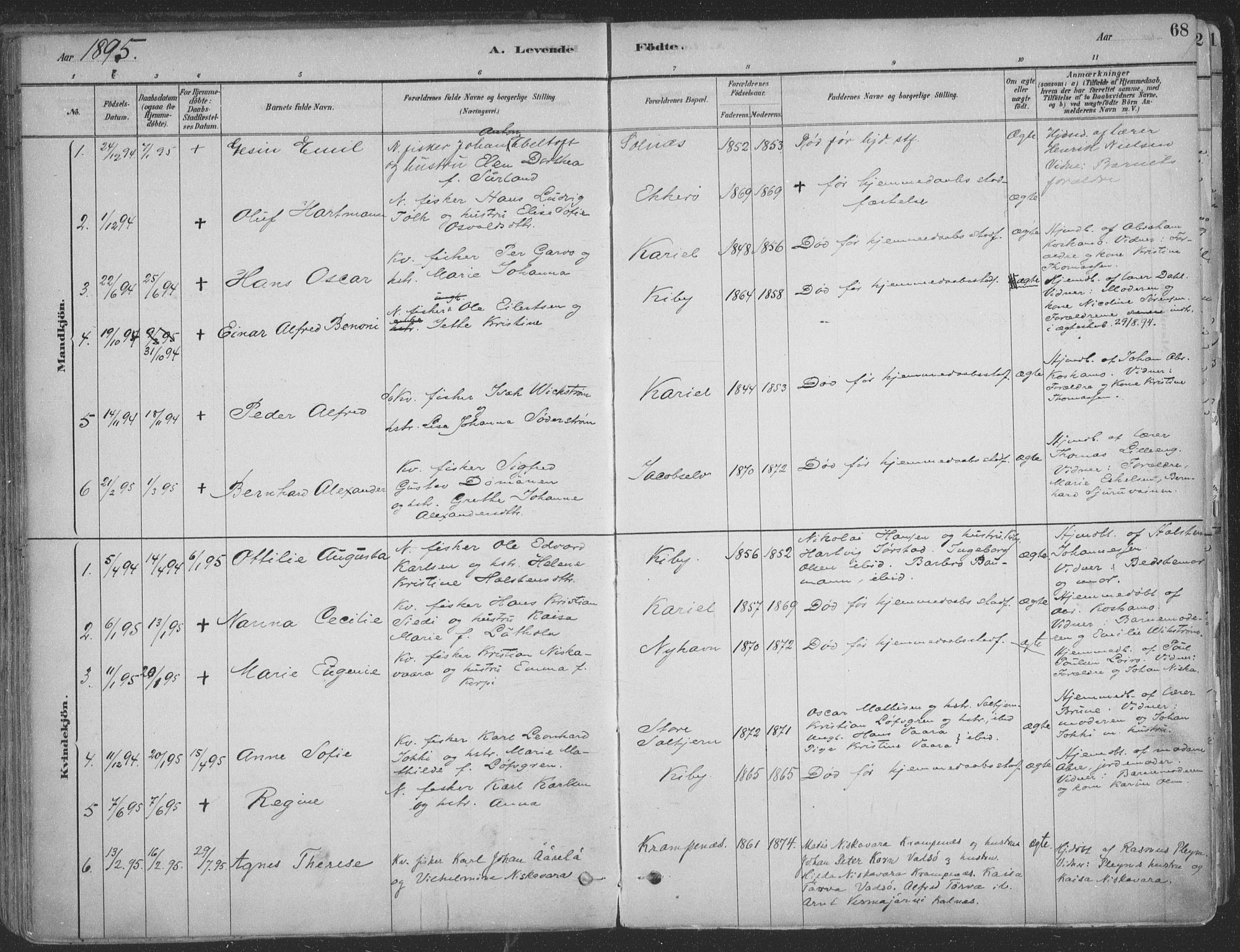 Vadsø sokneprestkontor, SATØ/S-1325/H/Ha/L0009kirke: Parish register (official) no. 9, 1881-1917, p. 68