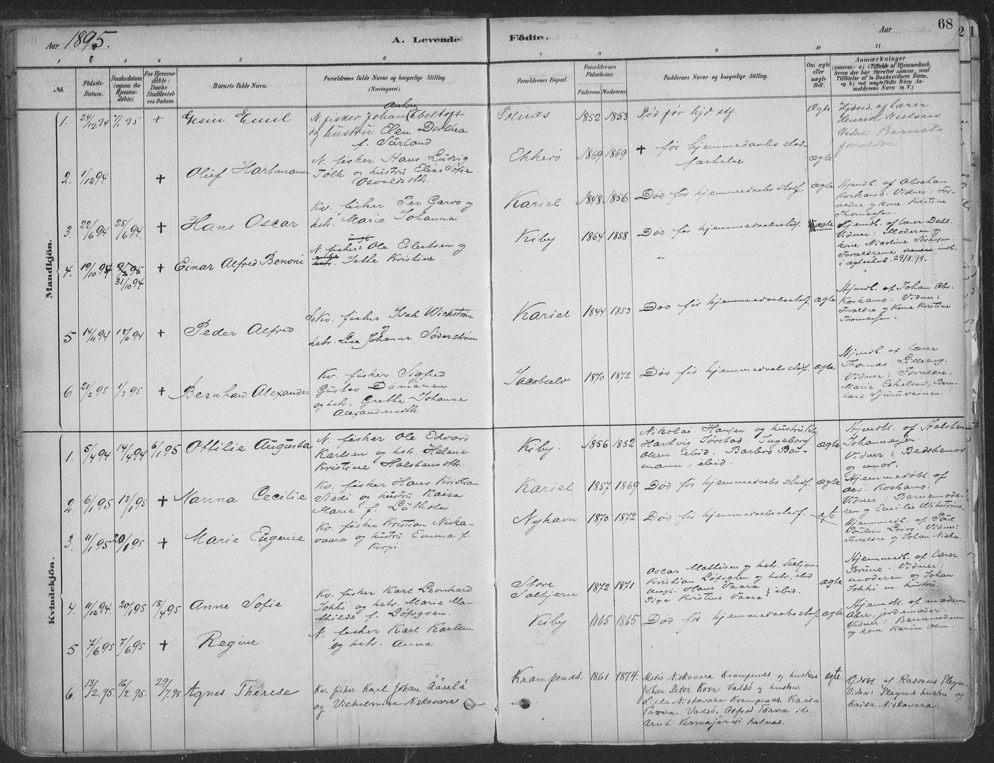 Vadsø sokneprestkontor, AV/SATØ-S-1325/H/Ha/L0009kirke: Parish register (official) no. 9, 1881-1917, p. 68