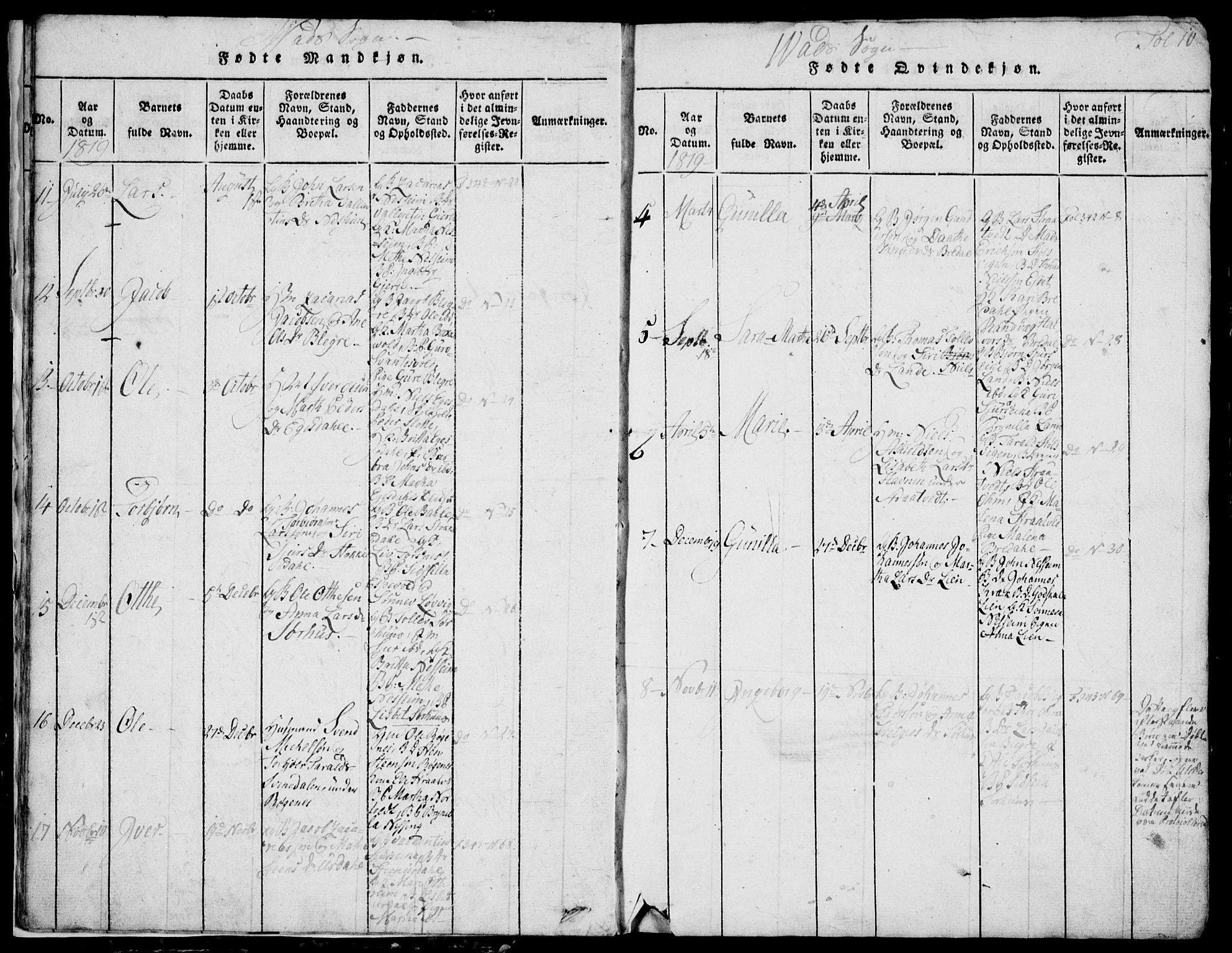 Skjold sokneprestkontor, AV/SAST-A-101847/H/Ha/Hab/L0002: Parish register (copy) no. B 2 /2, 1815-1830, p. 10