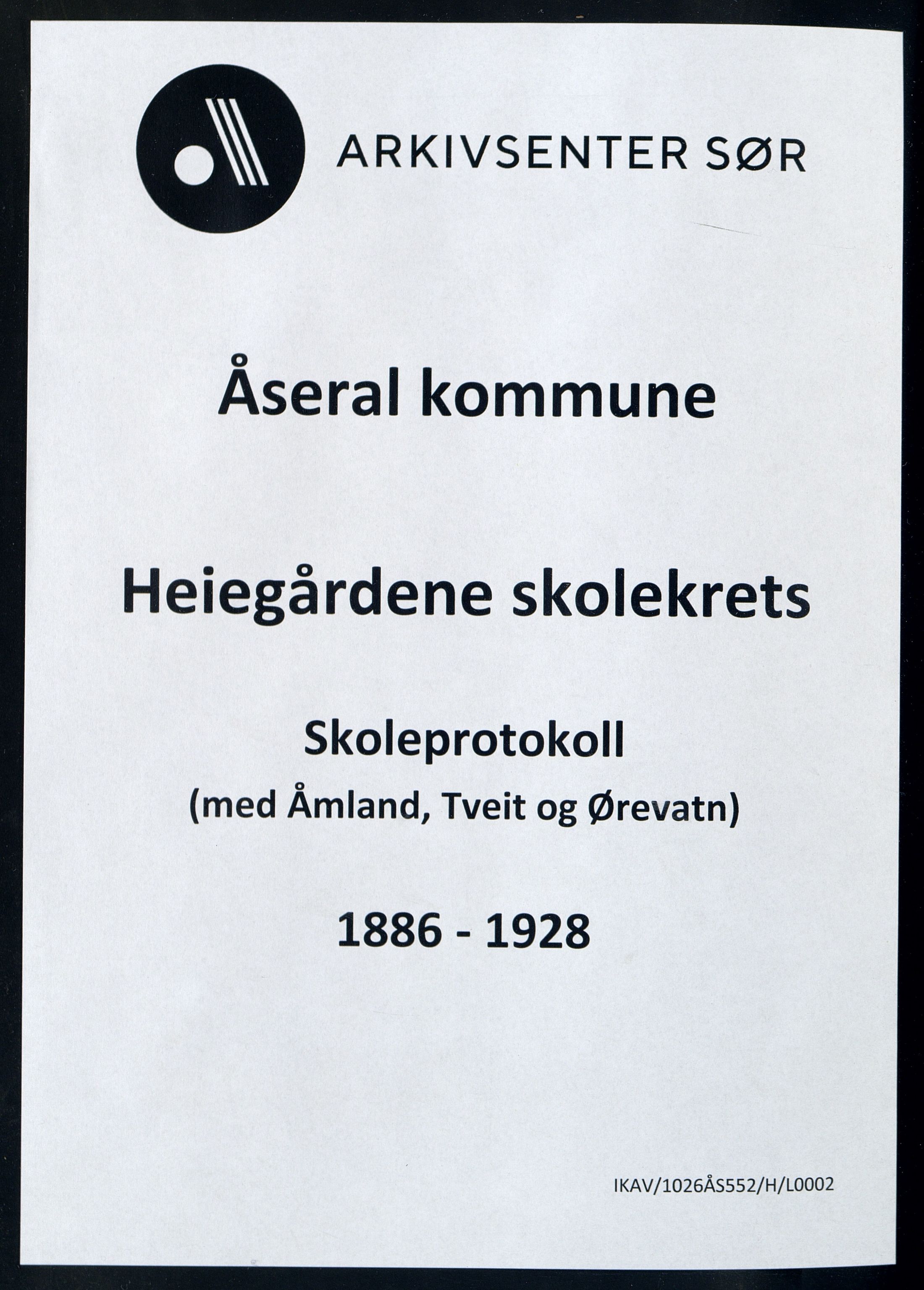 Åseral kommune - Heiegårdene Skolekrets, ARKSOR/1026ÅS552/H/L0002: Skoleprotokoll, 1886-1928