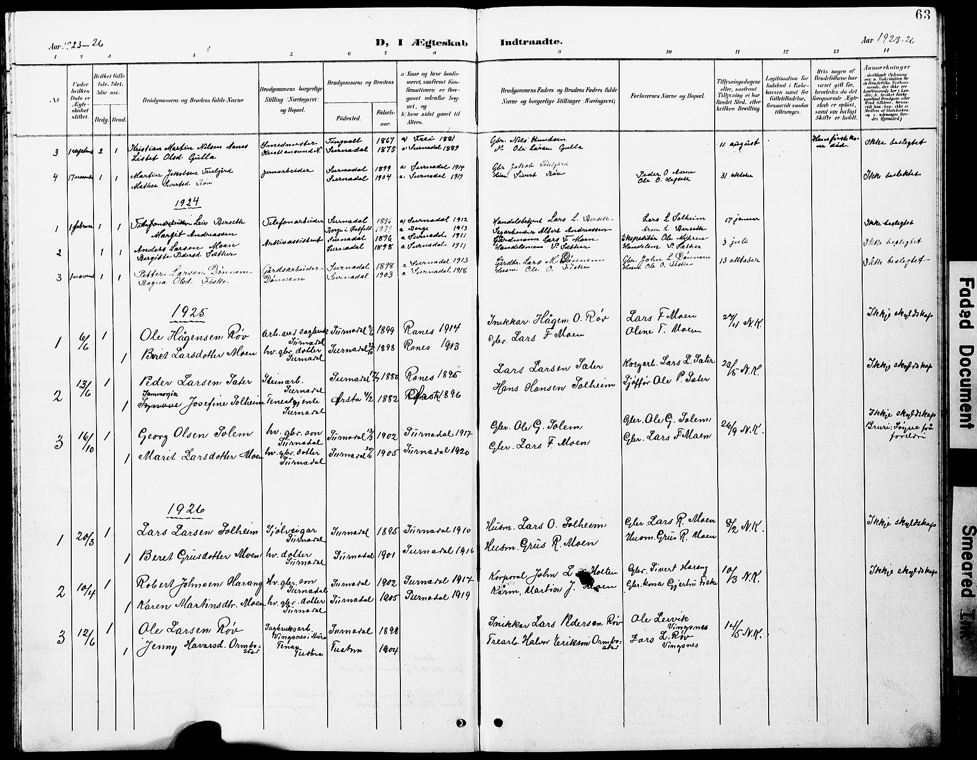 Ministerialprotokoller, klokkerbøker og fødselsregistre - Møre og Romsdal, SAT/A-1454/597/L1065: Parish register (copy) no. 597C02, 1899-1930, p. 63