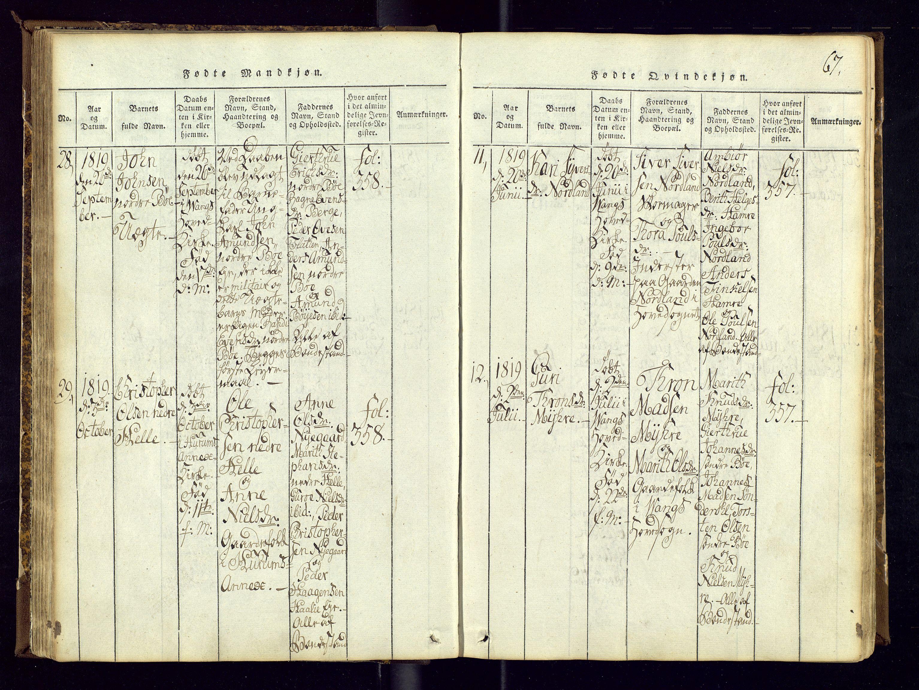 Vang prestekontor, Valdres, AV/SAH-PREST-140/H/Ha/L0004: Parish register (official) no. 4, 1814-1831, p. 67