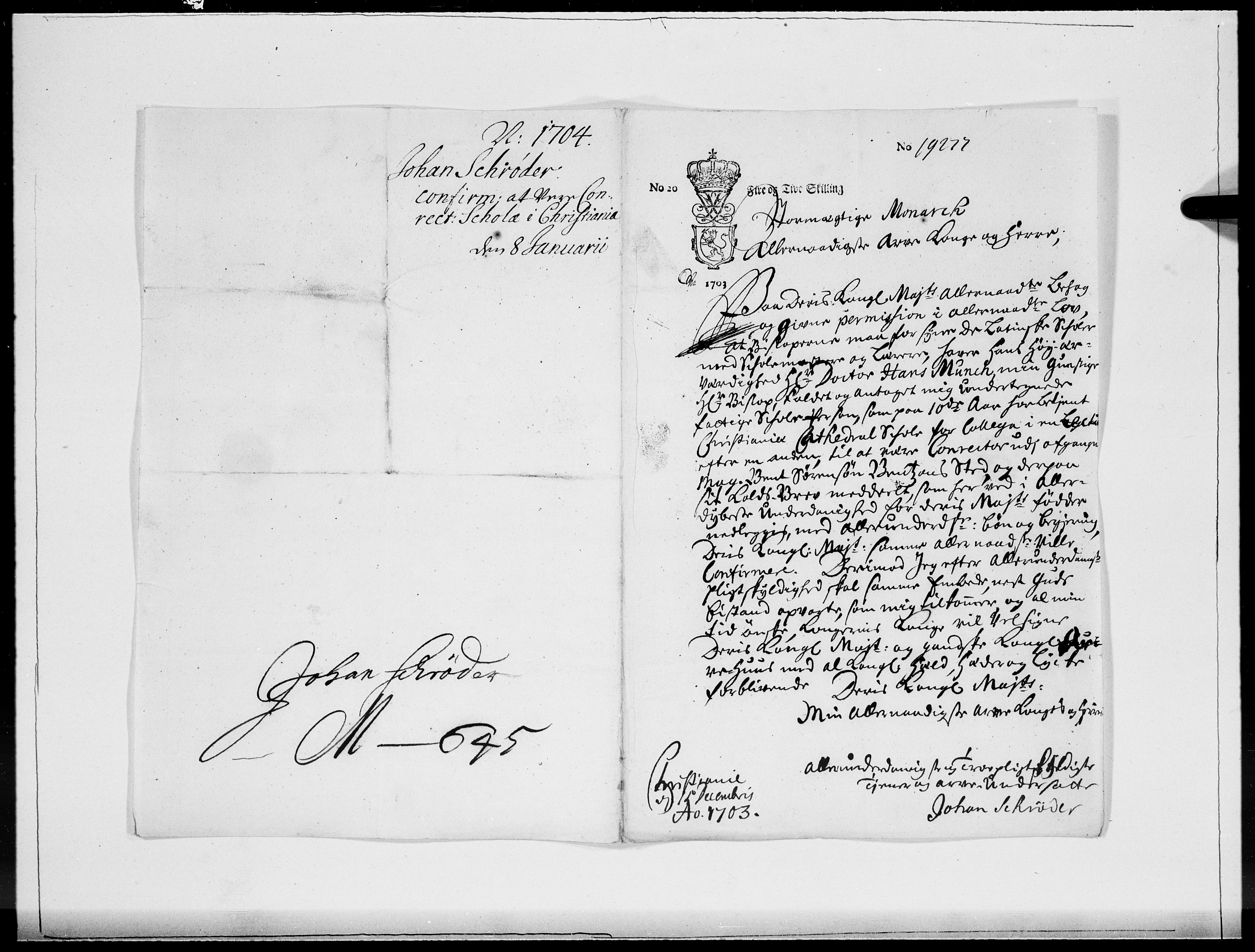 Danske Kanselli 1572-1799, AV/RA-EA-3023/F/Fc/Fcc/Fcca/L0055: Norske innlegg 1572-1799, 1704, p. 17