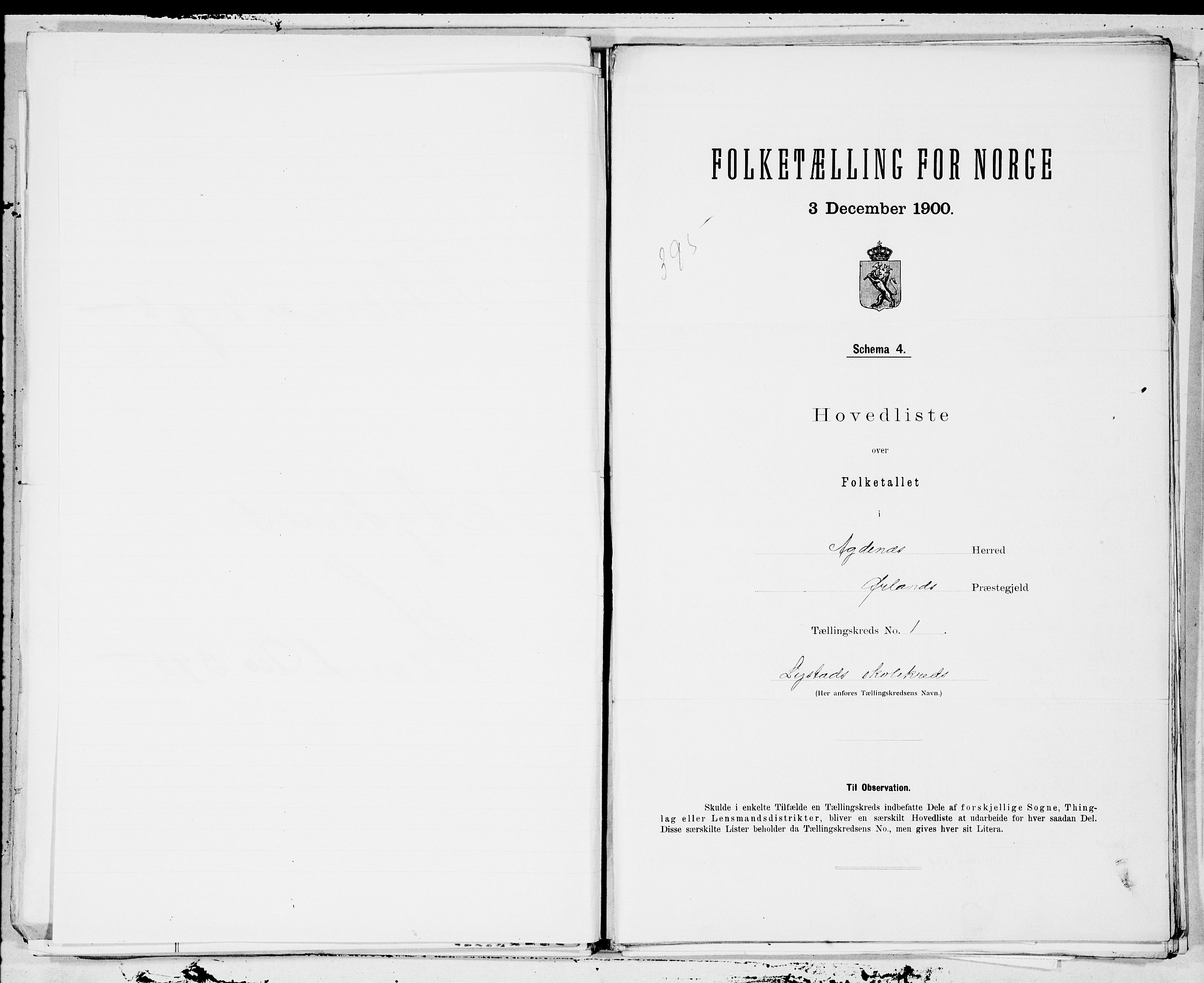 SAT, 1900 census for Agdenes, 1900, p. 2