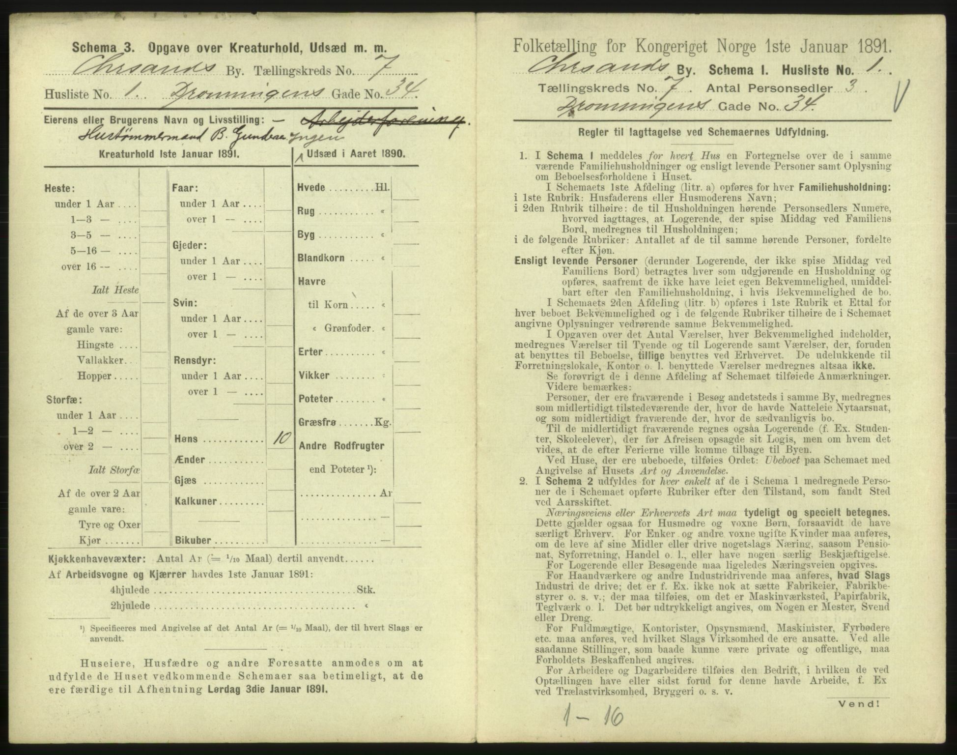 RA, 1891 census for 1001 Kristiansand, 1891, p. 558