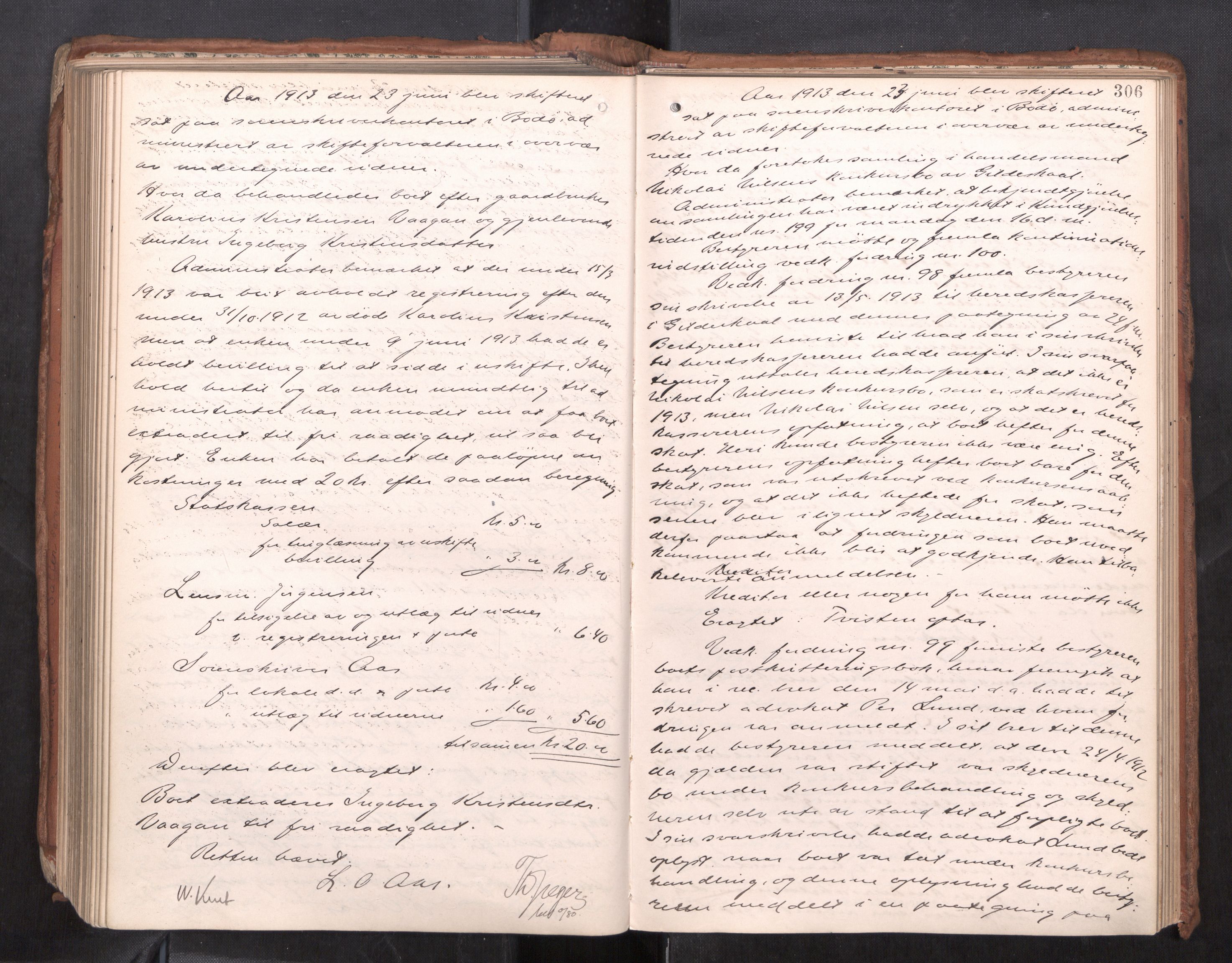 Salten sorenskriveri, AV/SAT-A-4578/1/3/3B/L0012: Skiftebehandlingsprotokoll, 1910-1915, p. 306