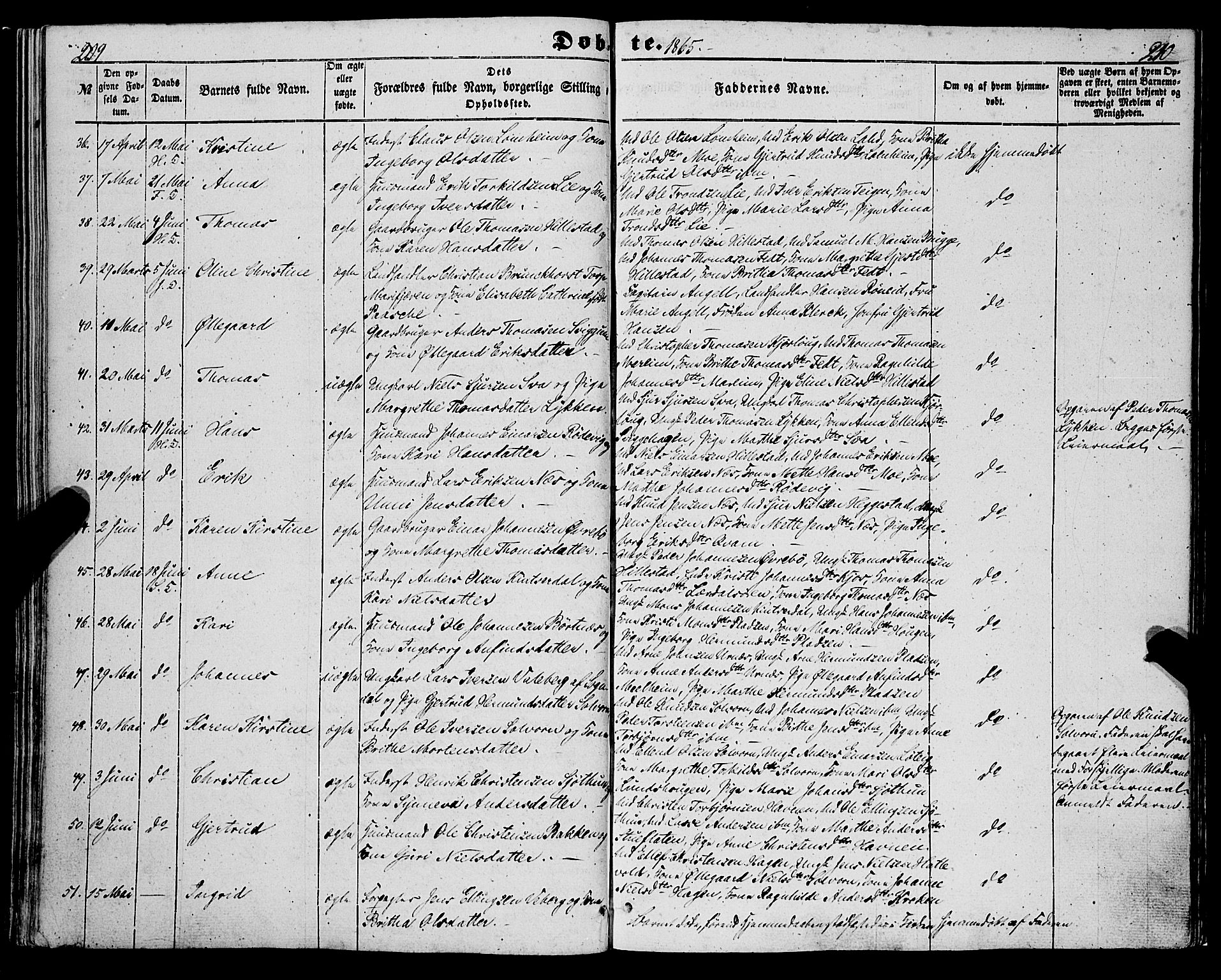 Hafslo sokneprestembete, SAB/A-80301/H/Haa/Haaa/L0009: Parish register (official) no. A 9, 1852-1873, p. 209-210
