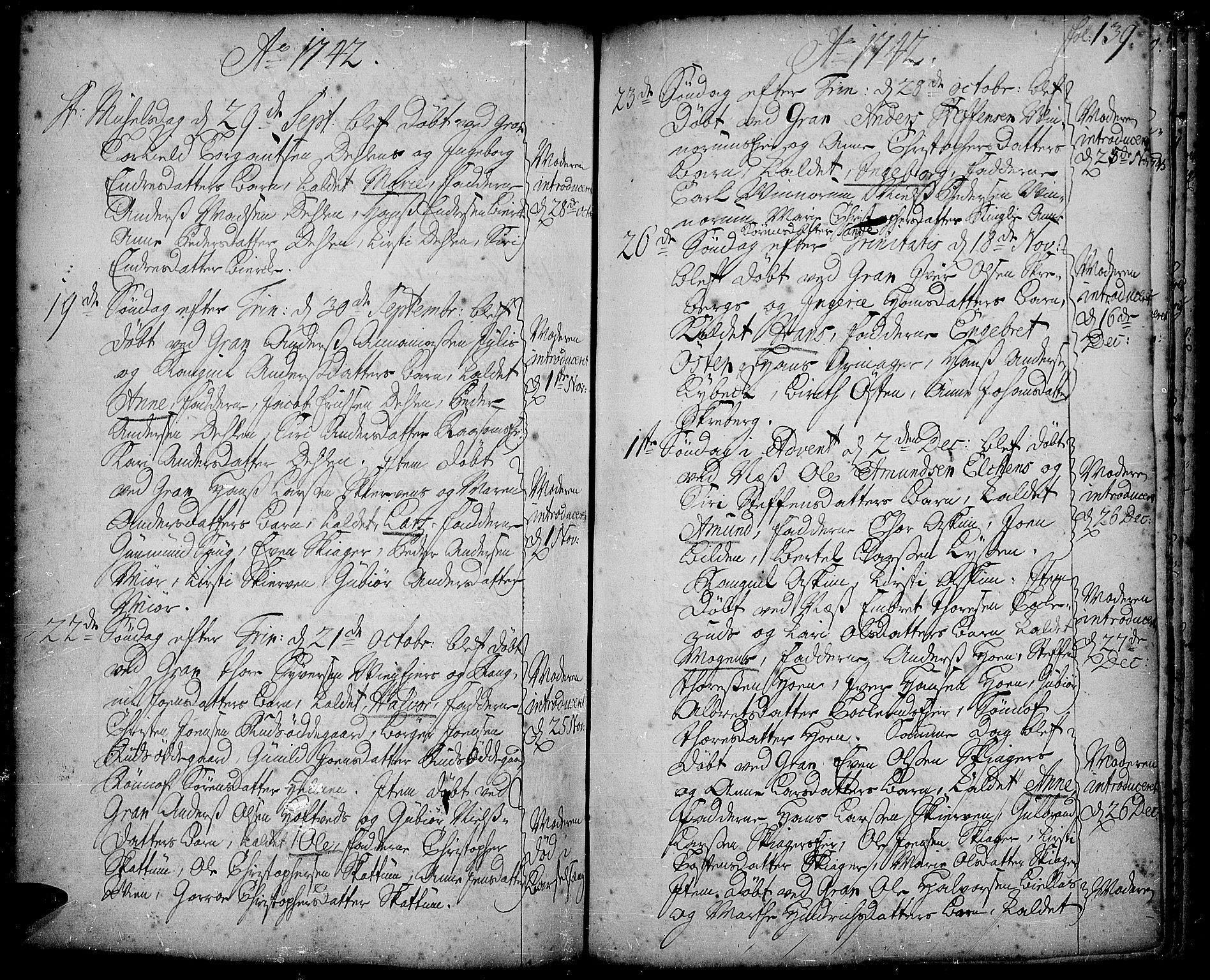 Gran prestekontor, AV/SAH-PREST-112/H/Ha/Haa/L0002: Parish register (official) no. 2, 1732-1744, p. 139