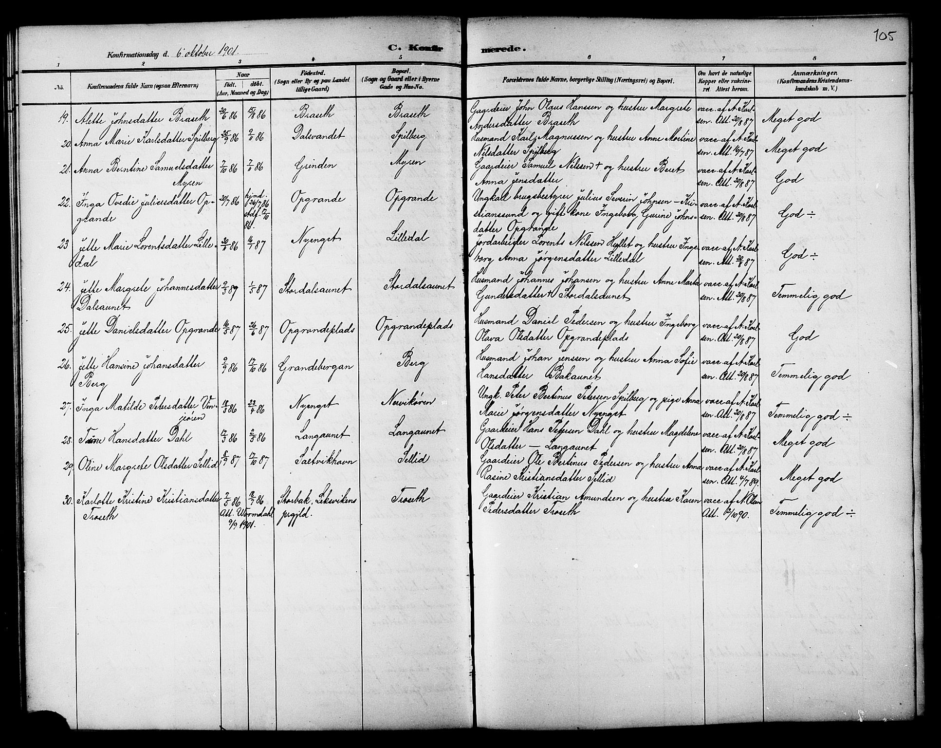Ministerialprotokoller, klokkerbøker og fødselsregistre - Nord-Trøndelag, AV/SAT-A-1458/733/L0327: Parish register (copy) no. 733C02, 1888-1918, p. 105