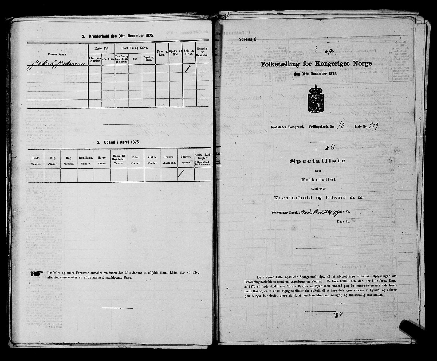 SAKO, 1875 census for 0805P Porsgrunn, 1875, p. 484