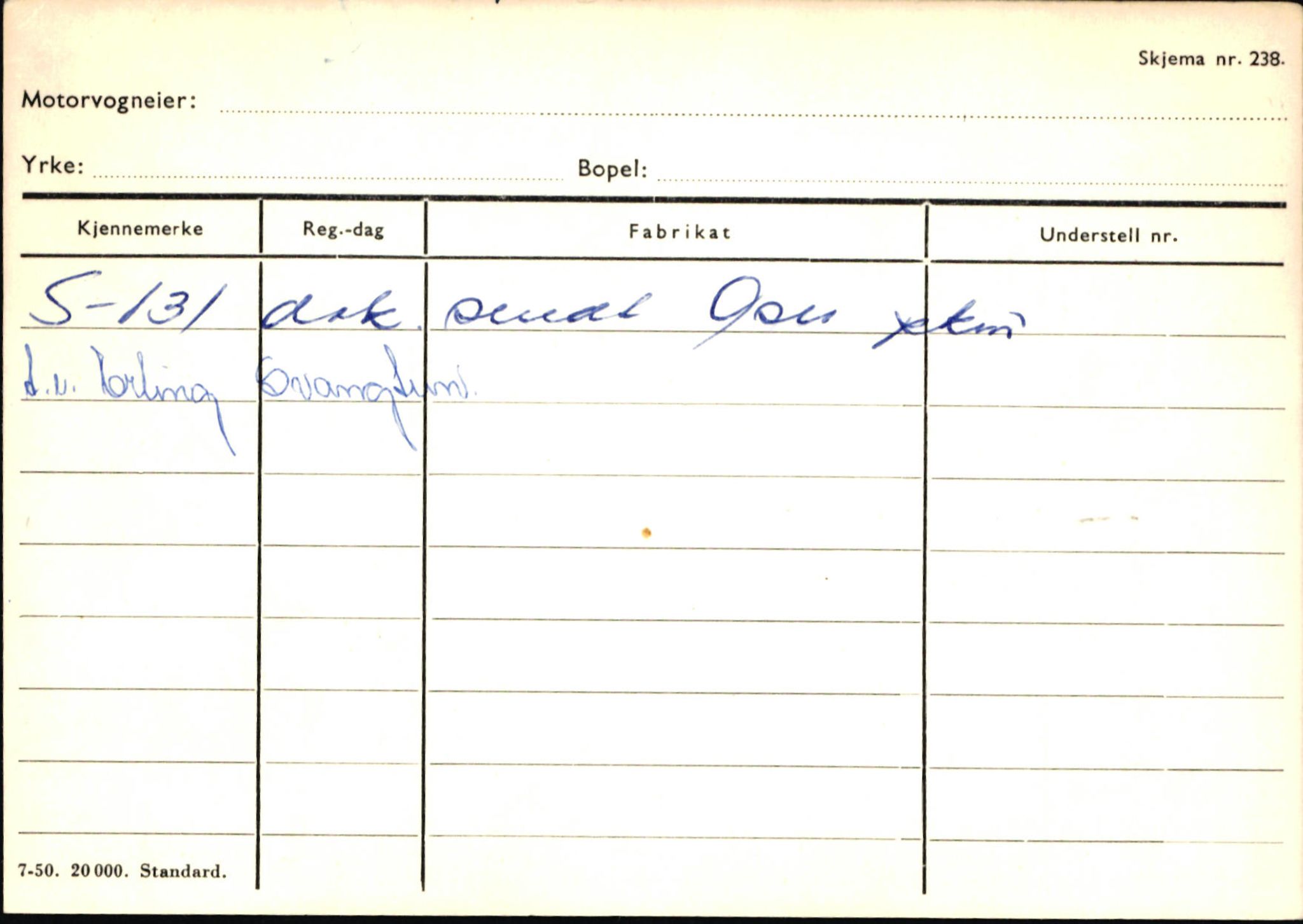 Statens vegvesen, Sogn og Fjordane vegkontor, AV/SAB-A-5301/4/F/L0146: Registerkort Årdal R-Å samt diverse kort, 1945-1975, p. 863