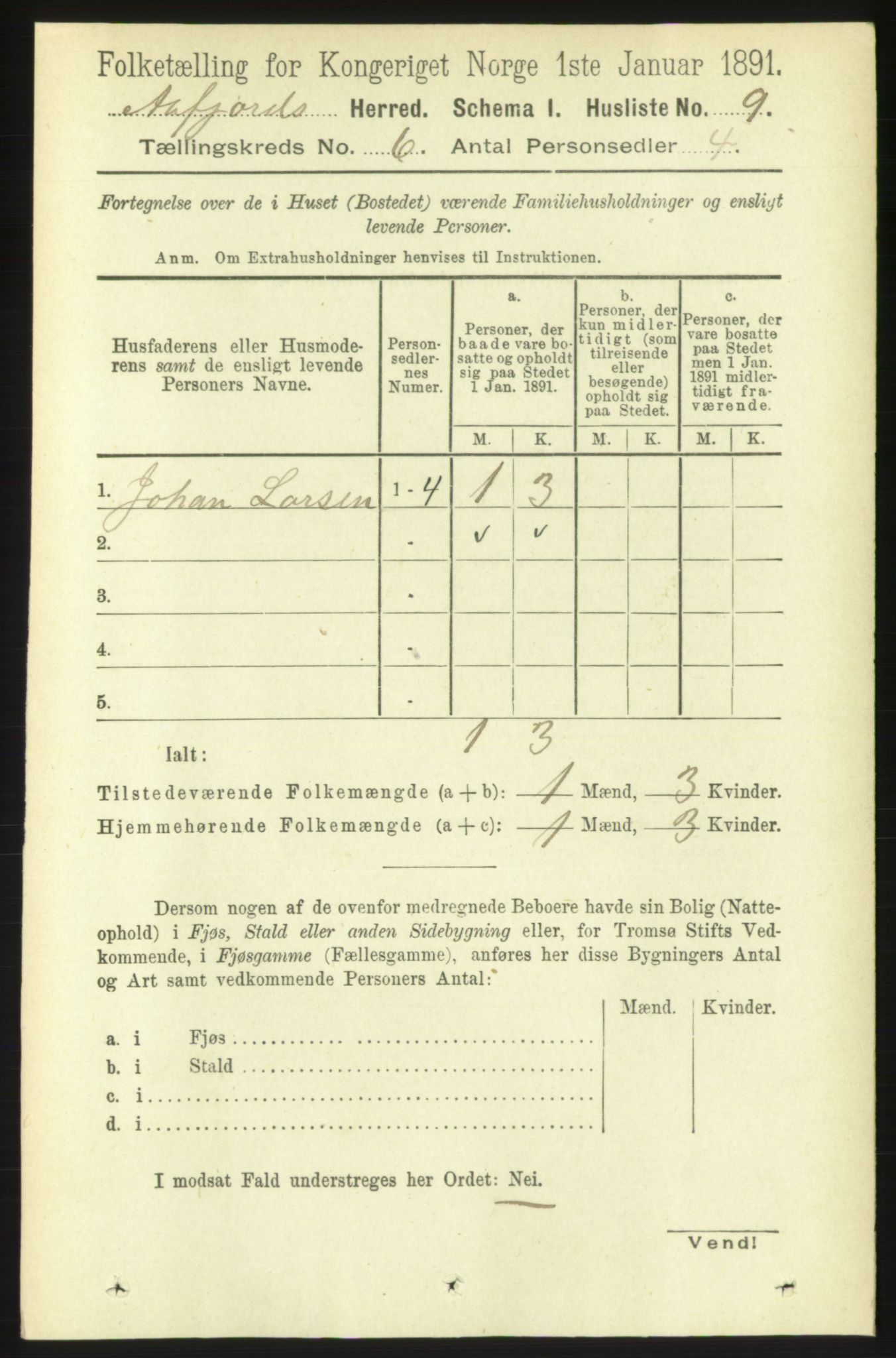 RA, 1891 census for 1630 Åfjord, 1891, p. 1447